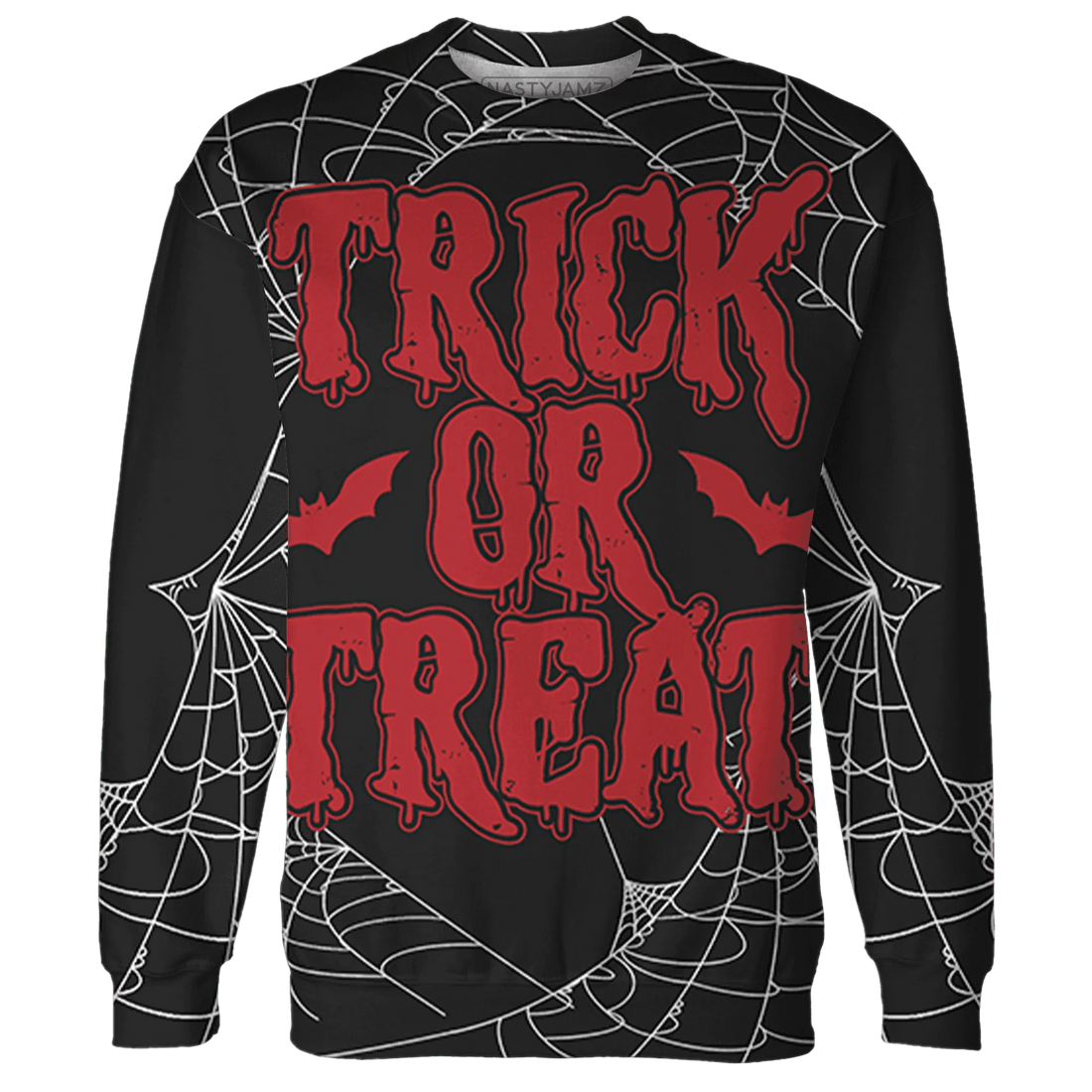 Black-Toe-Reimagined-Red-White-1s-NastyJamz-Sweatshirt-Match-Trick-Or-Treat-3D