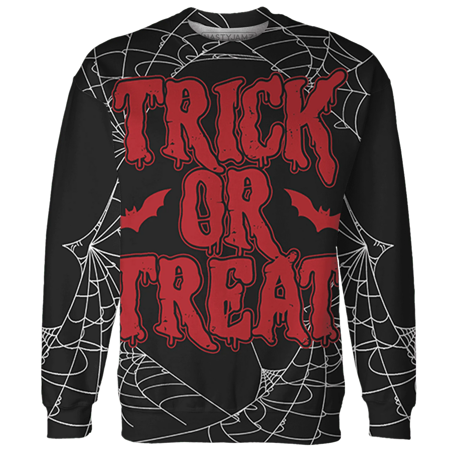 Black-Toe-Reimagined-Red-White-1s-NastyJamz-Sweatshirt-Match-Trick-Or-Treat-3D