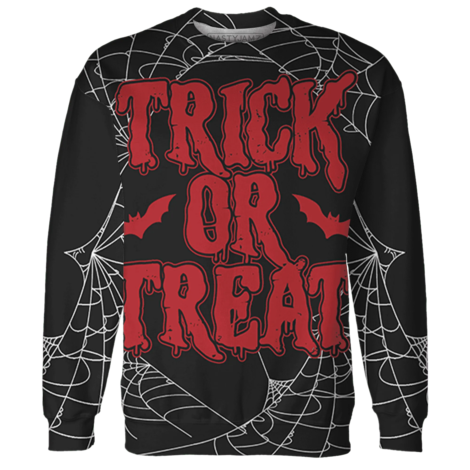 Black-Toe-Reimagined-Red-White-1s-NastyJamz-Sweatshirt-Match-Trick-Or-Treat-3D