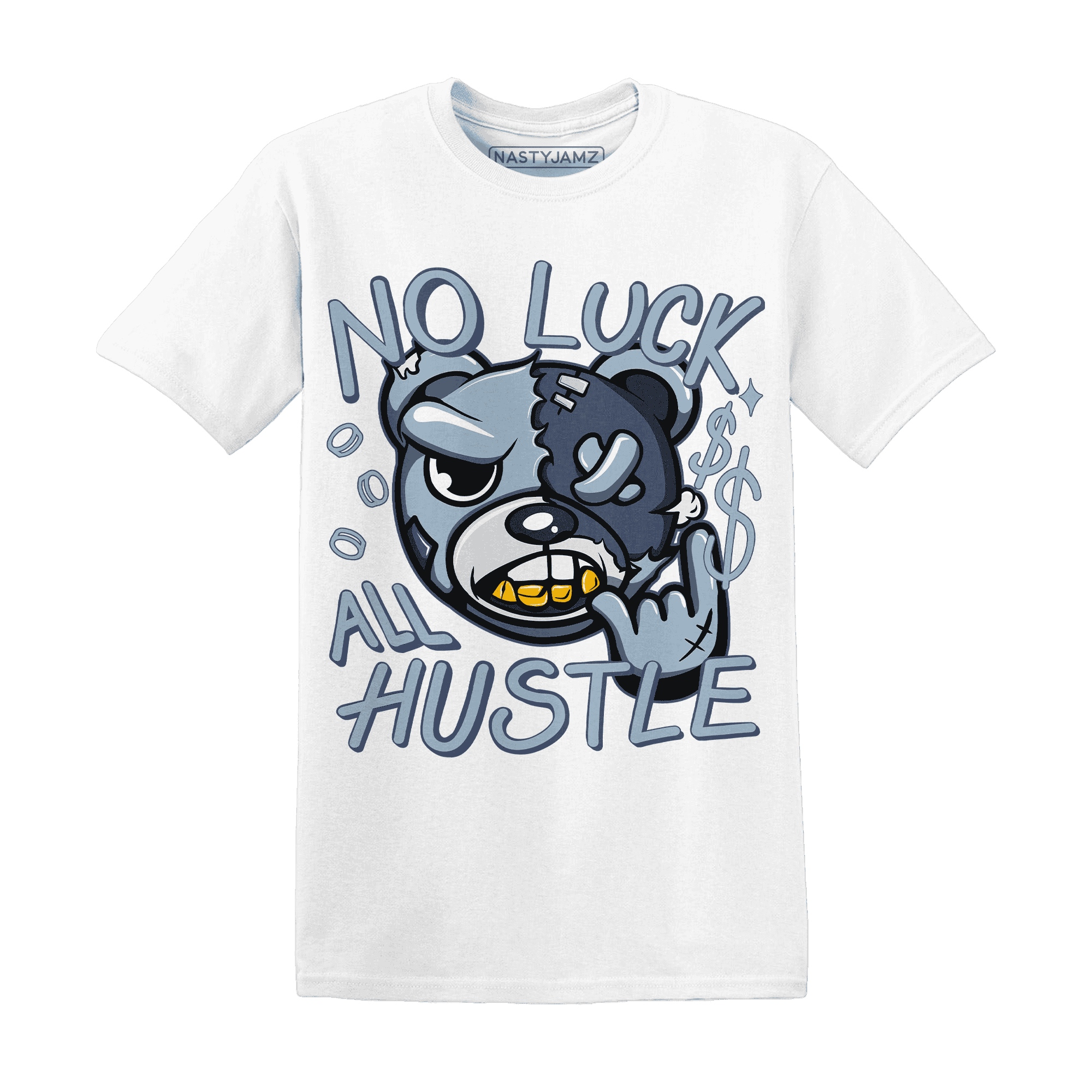 NastyJamz Mid Diffused Blue Grey 1s T-Shirt Match All Hustle