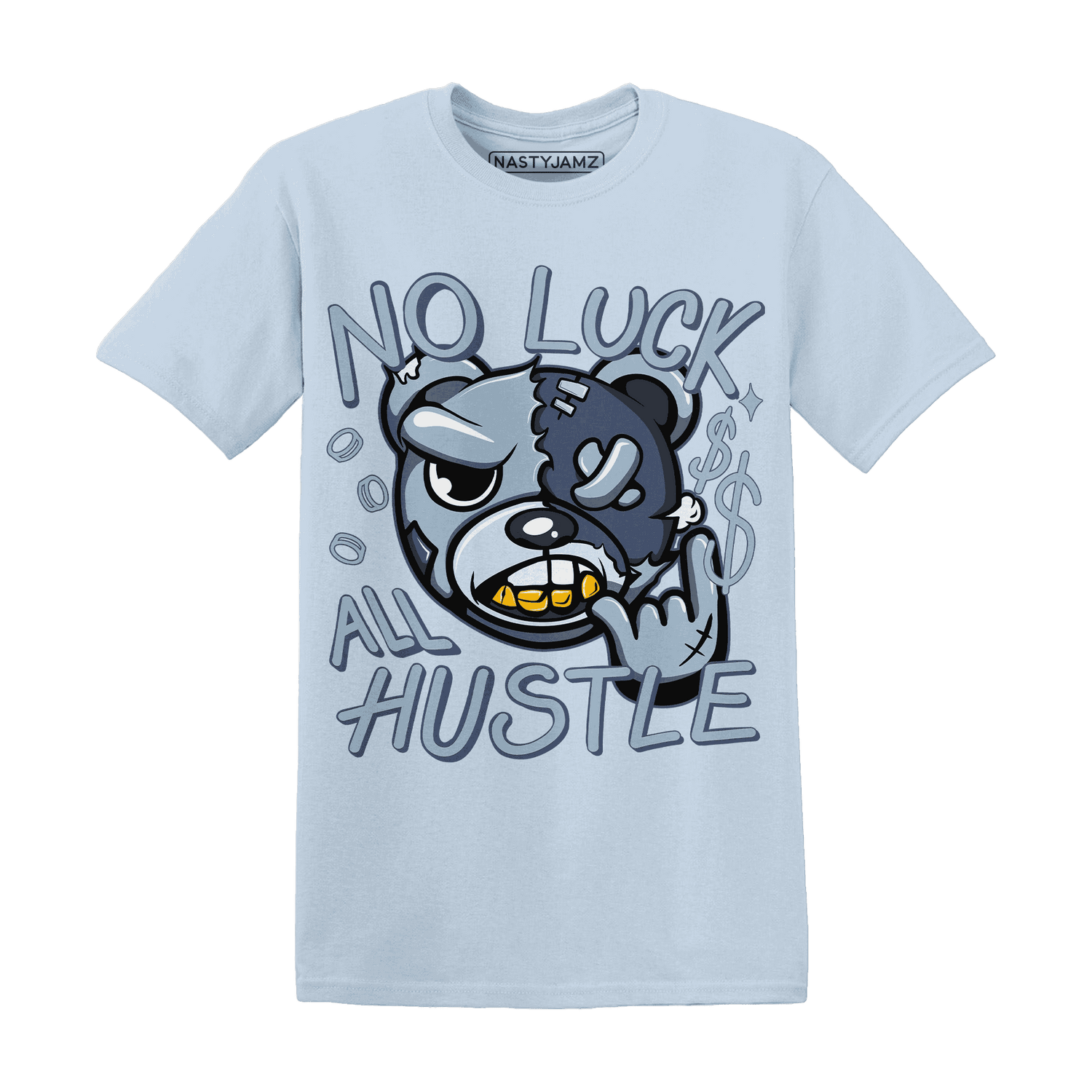 Mid Diffused Blue Grey 1s T Shirt Match All Hustle - NastyJamz