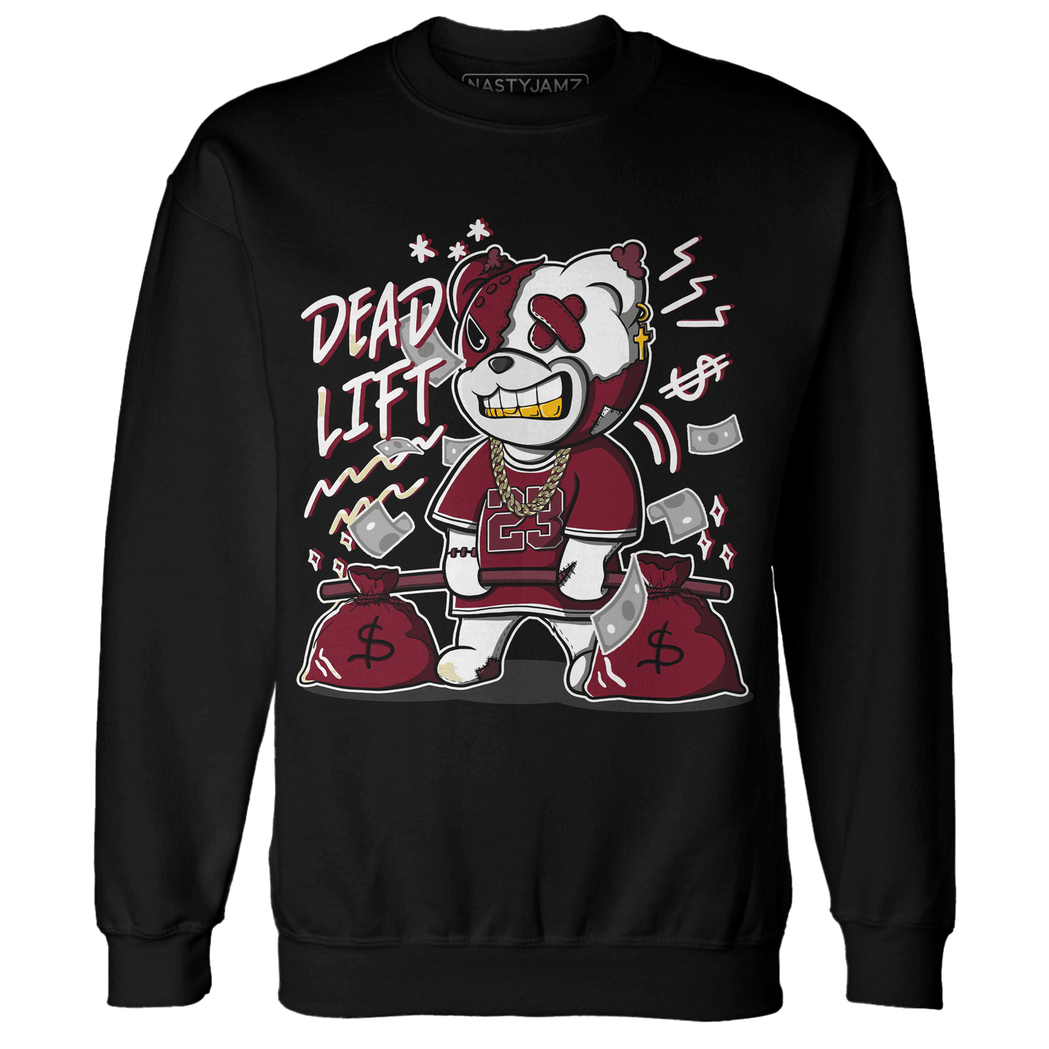 High White Team Red 1s Sweatshirt Match BER 23 Deadlift - NastyJamz