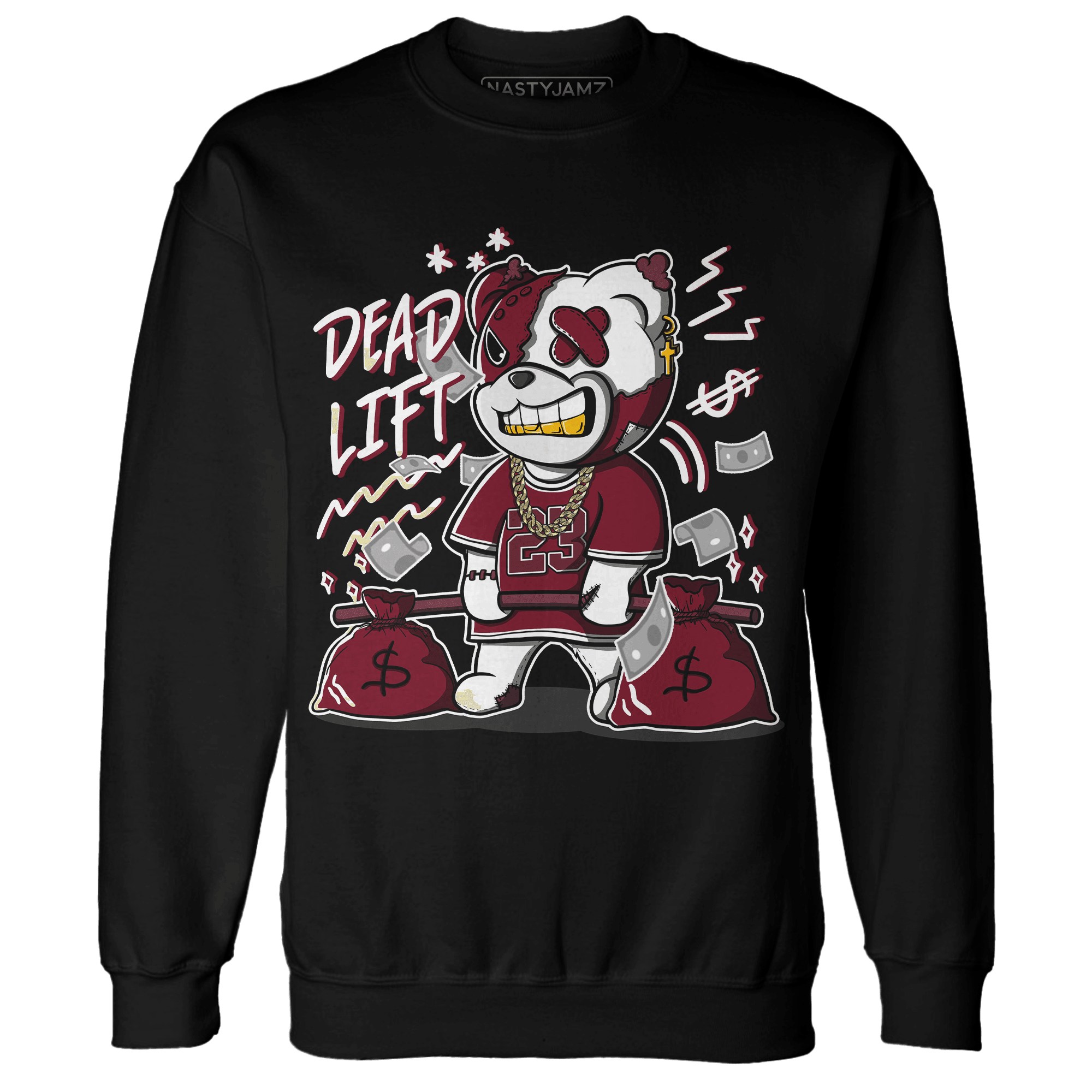 High White Team Red 1s Sweatshirt Match BER 23 Deadlift - NastyJamz