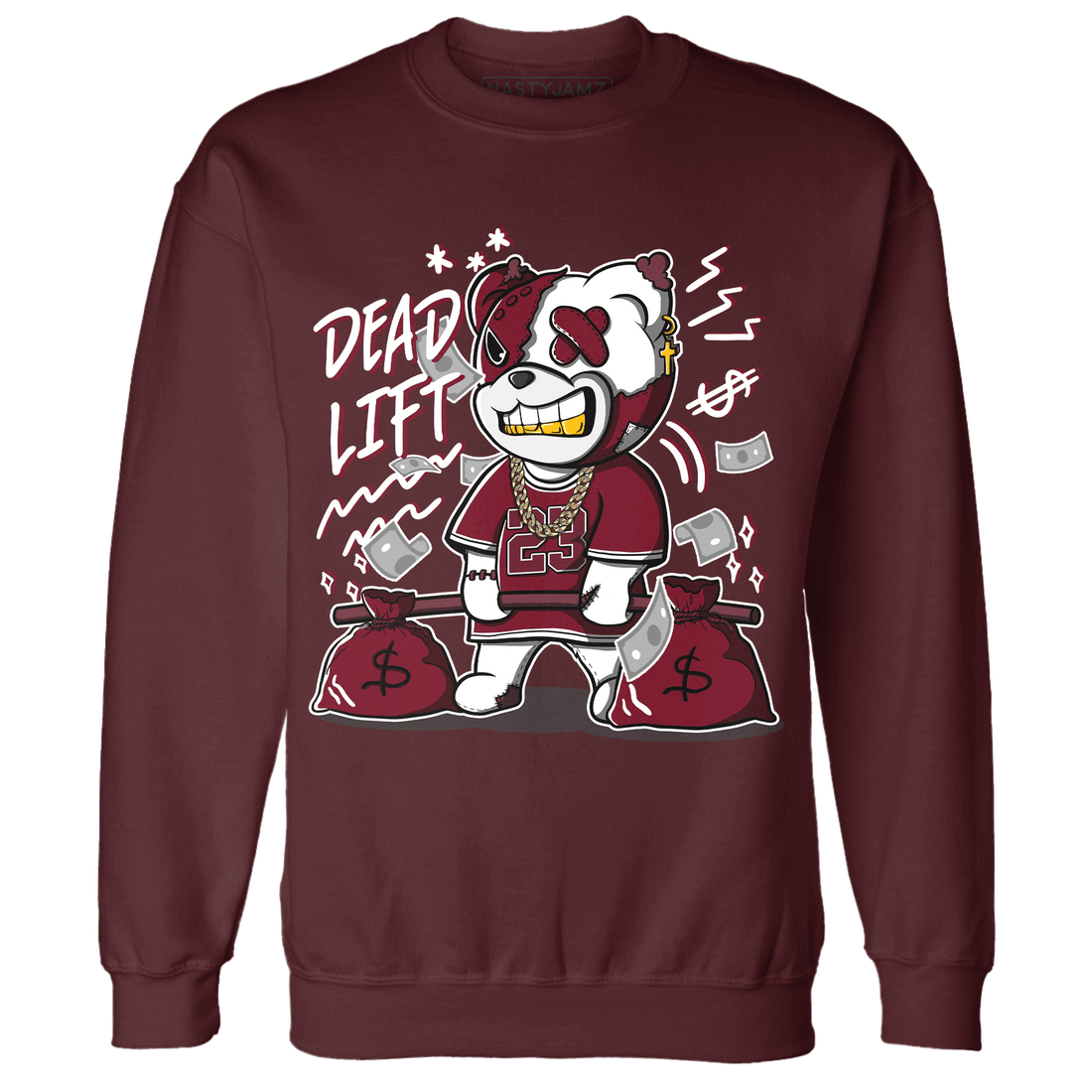 High White Team Red 1s Sweatshirt Match BER 23 Deadlift - NastyJamz
