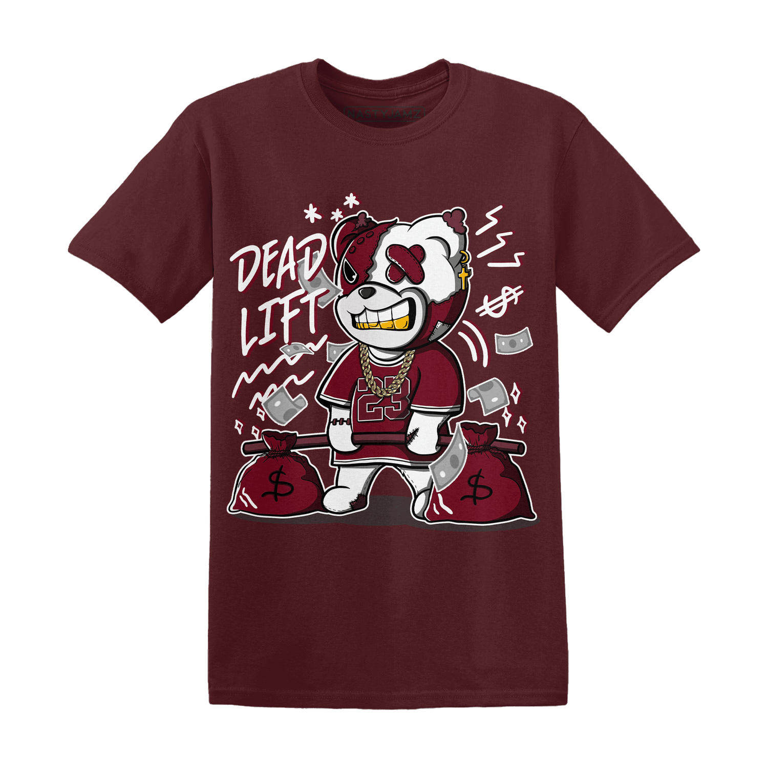High White Team Red 1s T Shirt Match BER 23 Deadlift - NastyJamz