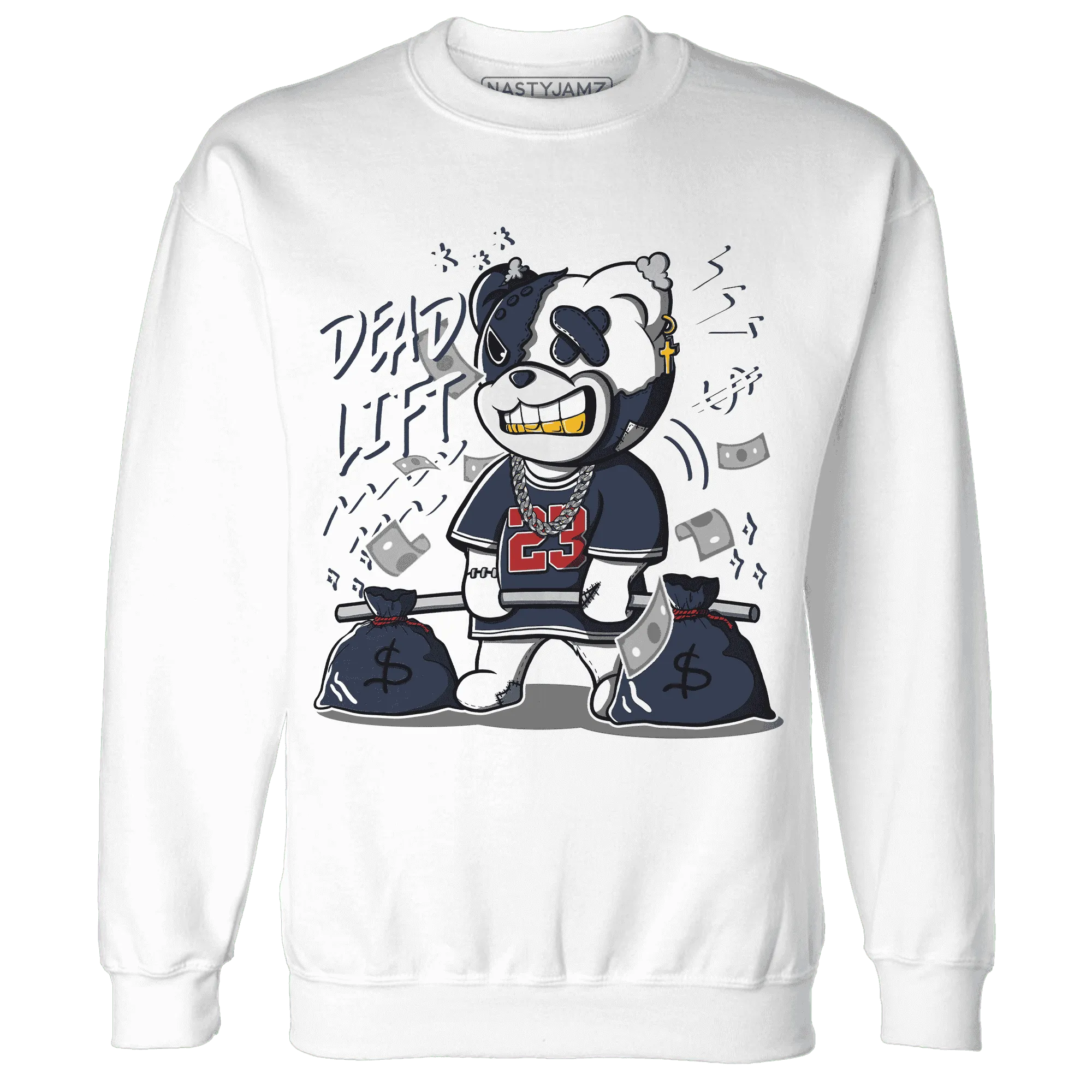 White-Navy-6s-Sweatshirt-Match-BER-23-Deadlift
