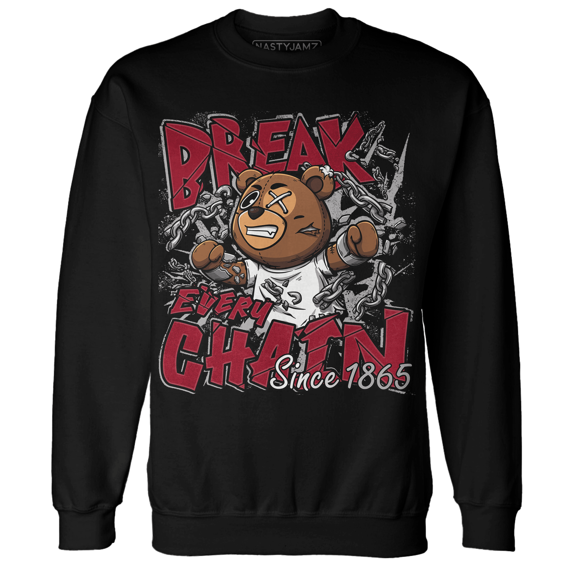 Retro Red Taxi 12s Sweatshirt Match BER Break Chain - NastyJamz