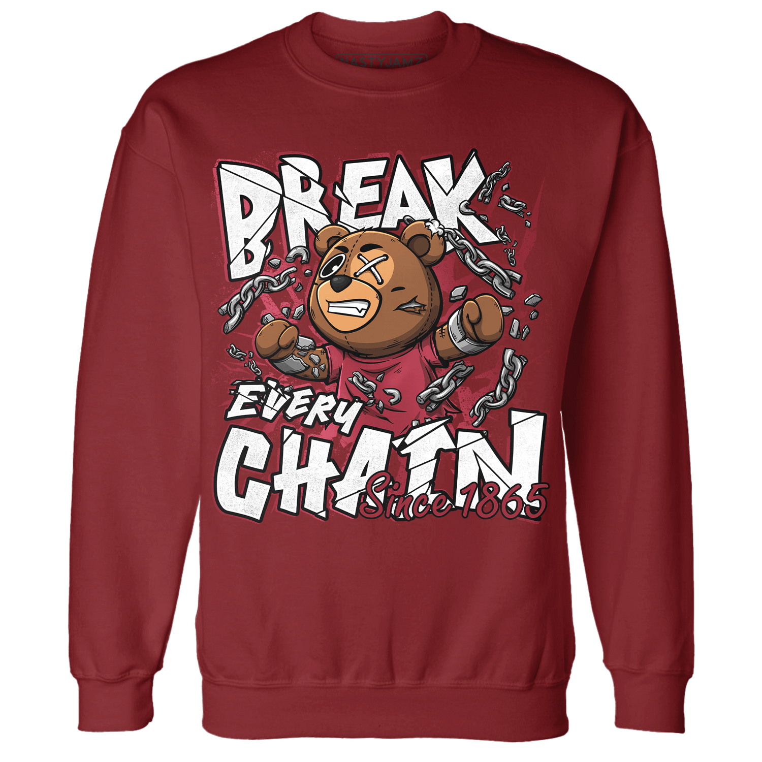 High 85 Metallic Burgundy 1s Sweatshirt Match BER Break Chain - NastyJamz