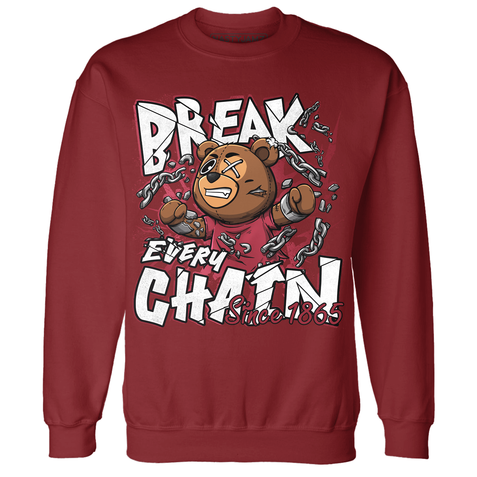 High 85 Metallic Burgundy 1s Sweatshirt Match BER Break Chain - NastyJamz