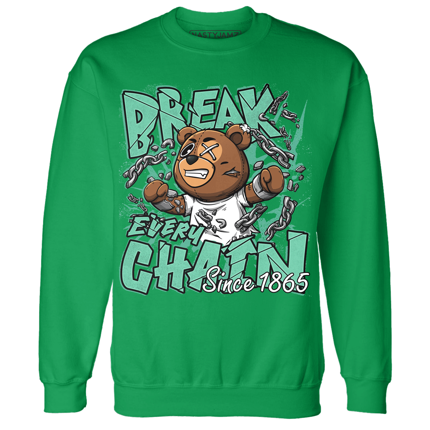 High OG Green Glow 1s Sweatshirt Match BER Break Chain - NastyJamz