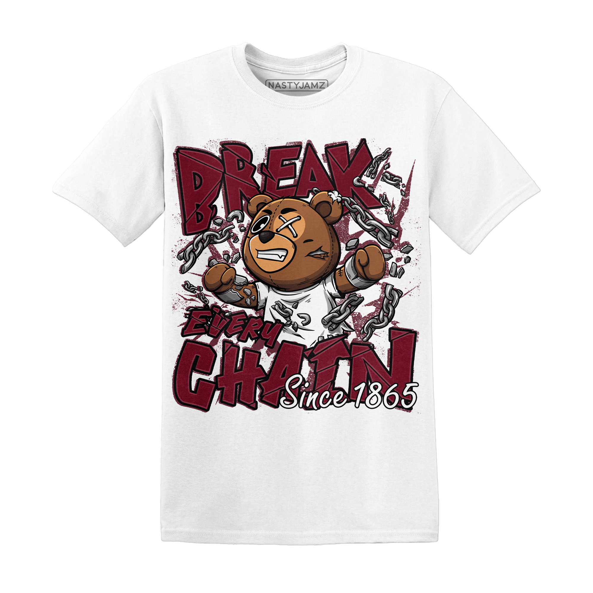 High White Team Red 1s T Shirt BER Break Chain - NastyJamz