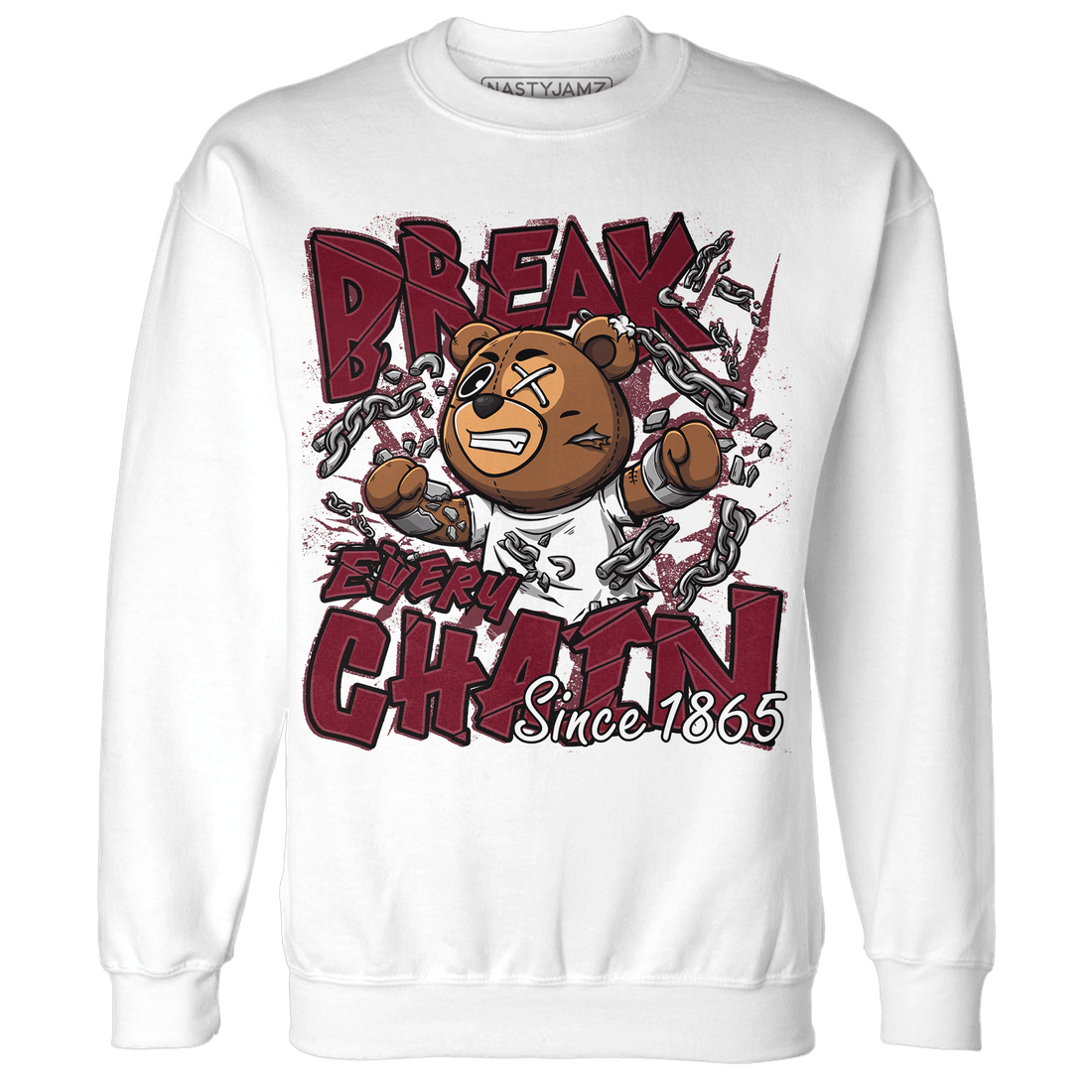 High White Team Red 1s Sweatshirt Match BER Break Chain - NastyJamz