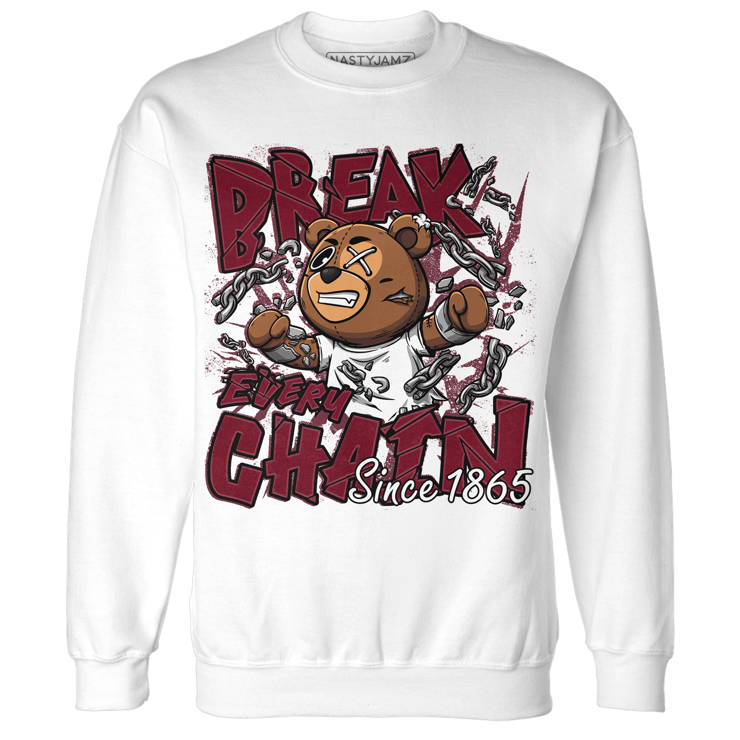 High White Team Red 1s Sweatshirt Match BER Break Chain - NastyJamz