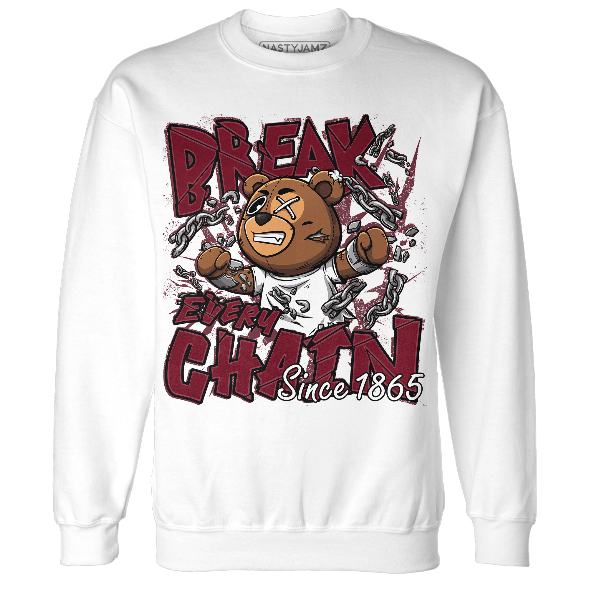 High White Team Red 1s Sweatshirt Match BER Break Chain - NastyJamz