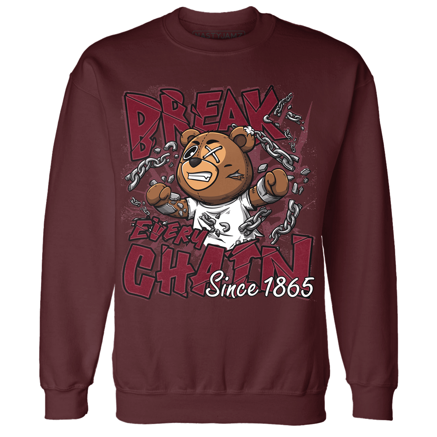 High White Team Red 1s Sweatshirt Match BER Break Chain - NastyJamz