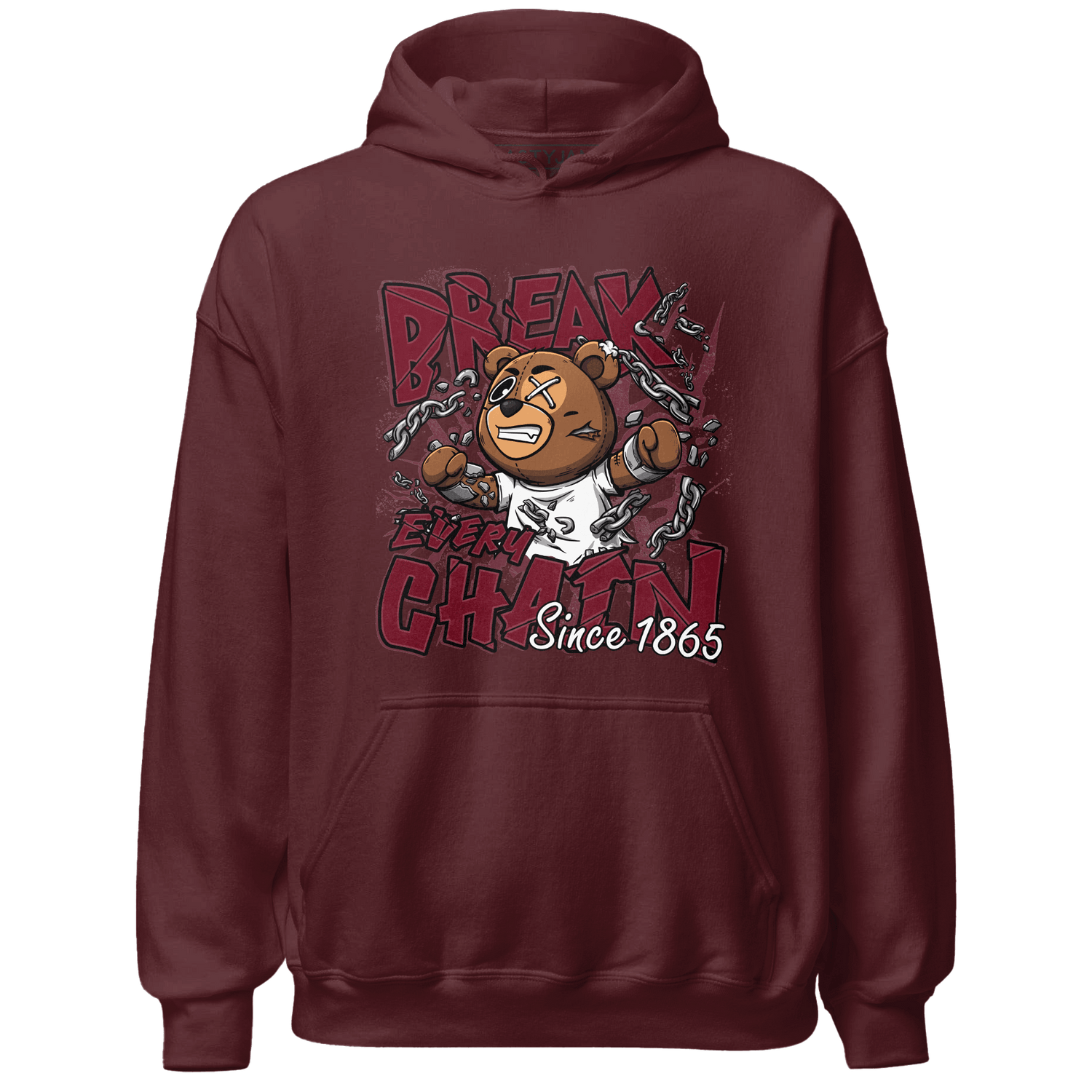 High White Team Red 1s Hoodie Match BER Break Chain - NastyJamz