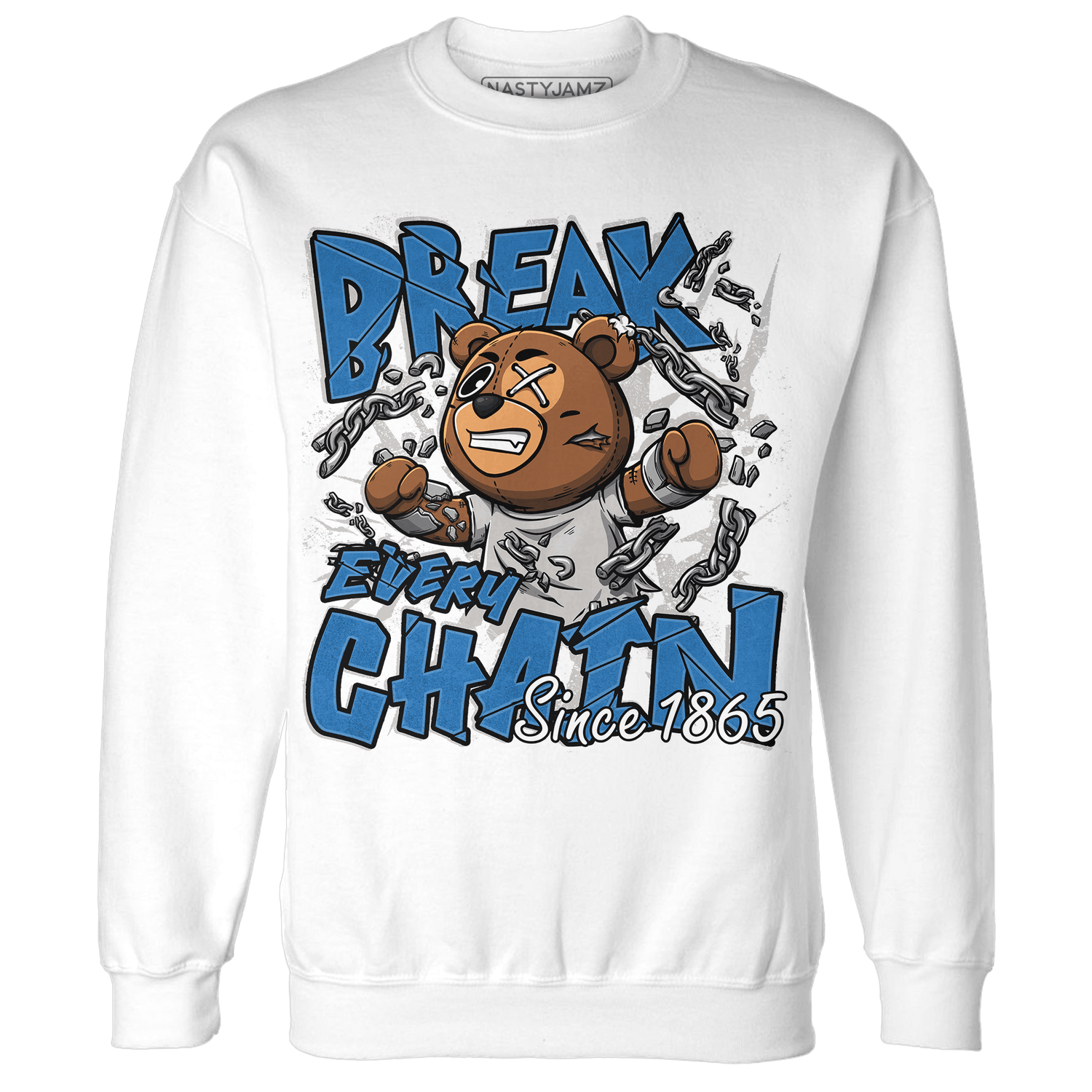 Industrial Blue 4s Sweatshirt Match BER Break Chain - NastyJamz