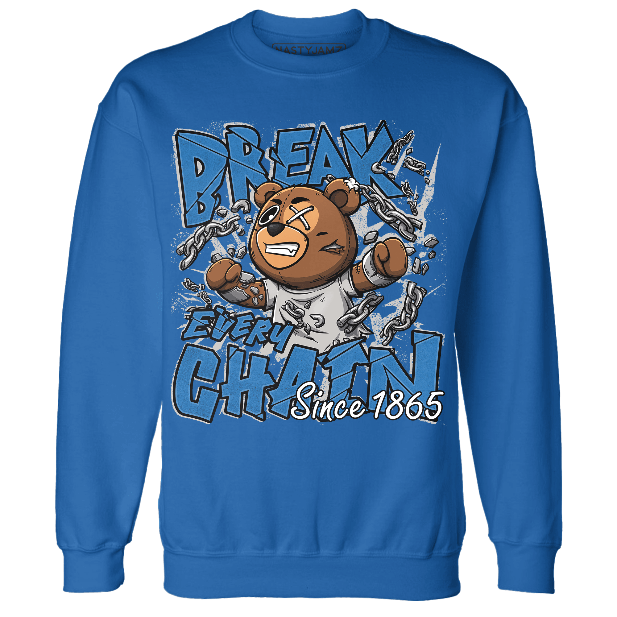 Industrial Blue 4s Sweatshirt Match BER Break Chain - NastyJamz