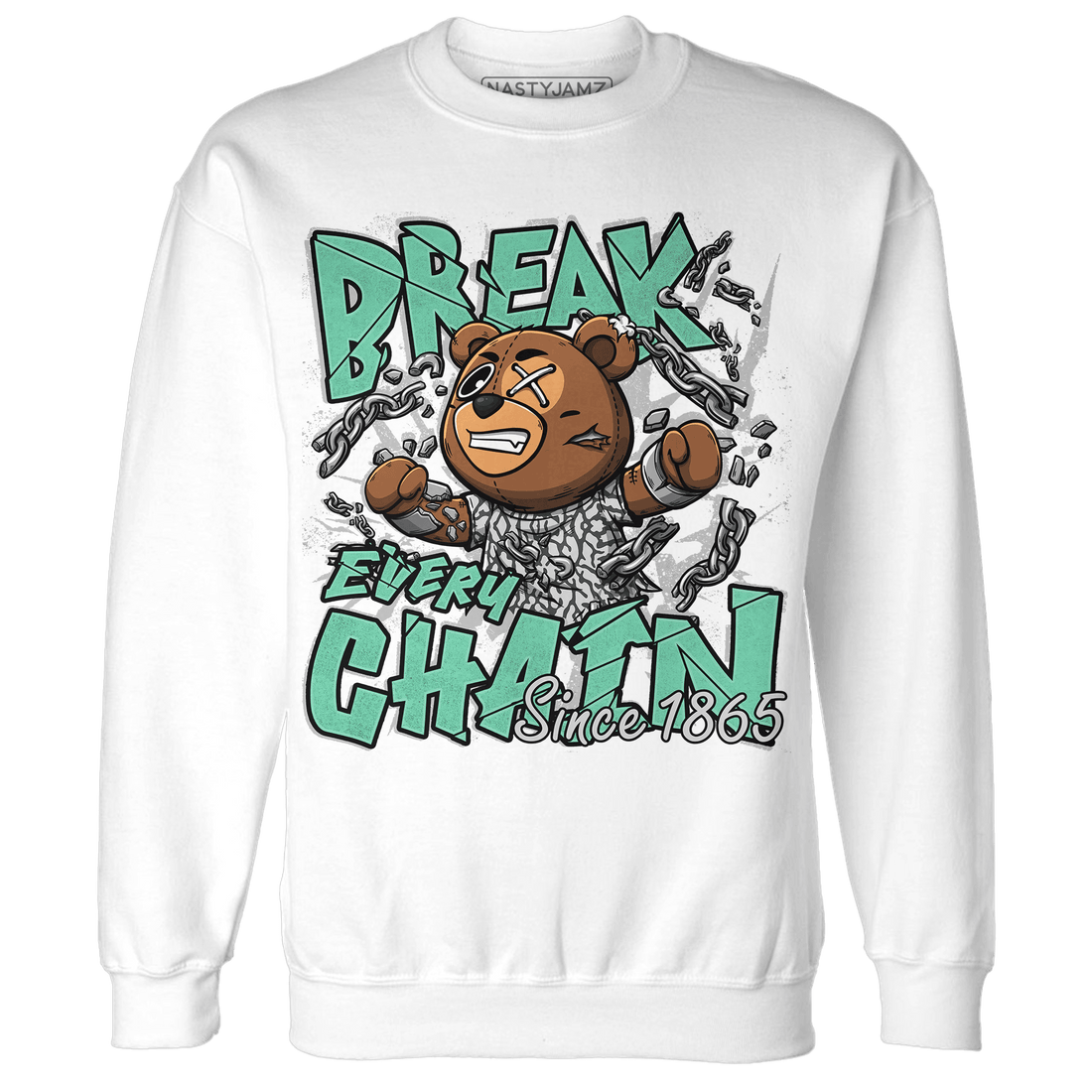 Green Glow 3s Sweatshirt Match BER Break Chain - NastyJamz