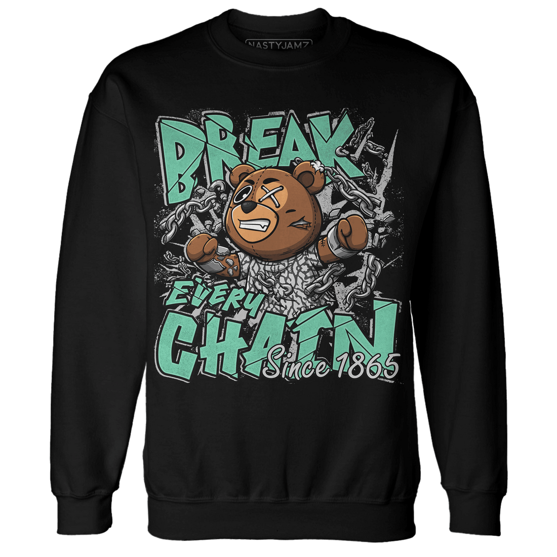 Green Glow 3s Sweatshirt Match BER Break Chain - NastyJamz