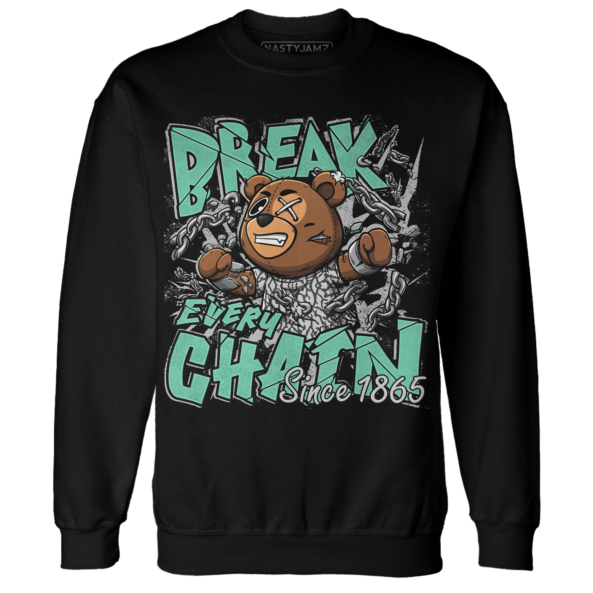 Green Glow 3s Sweatshirt Match BER Break Chain - NastyJamz