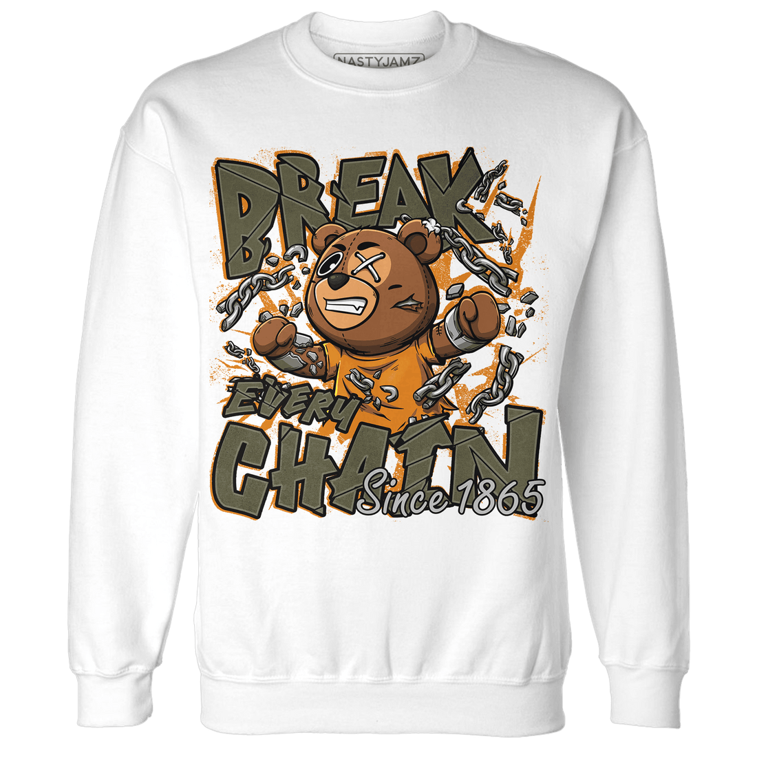 Olive 5s Sweatshirt Match BER Break Chain - NastyJamz
