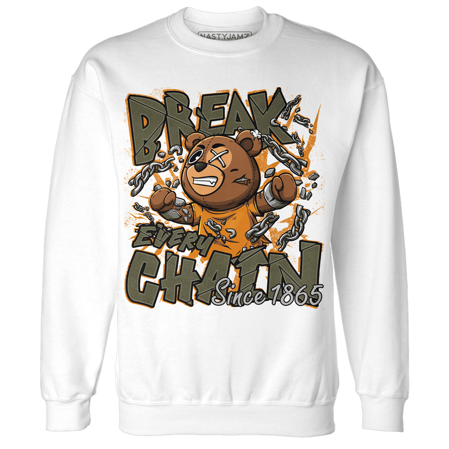 Olive 5s Sweatshirt Match BER Break Chain - NastyJamz
