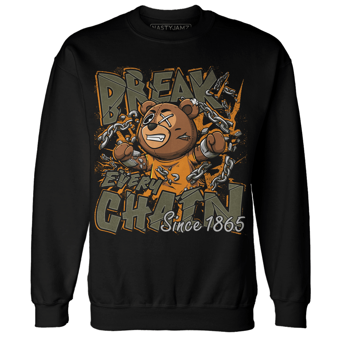 Olive 5s Sweatshirt Match BER Break Chain - NastyJamz