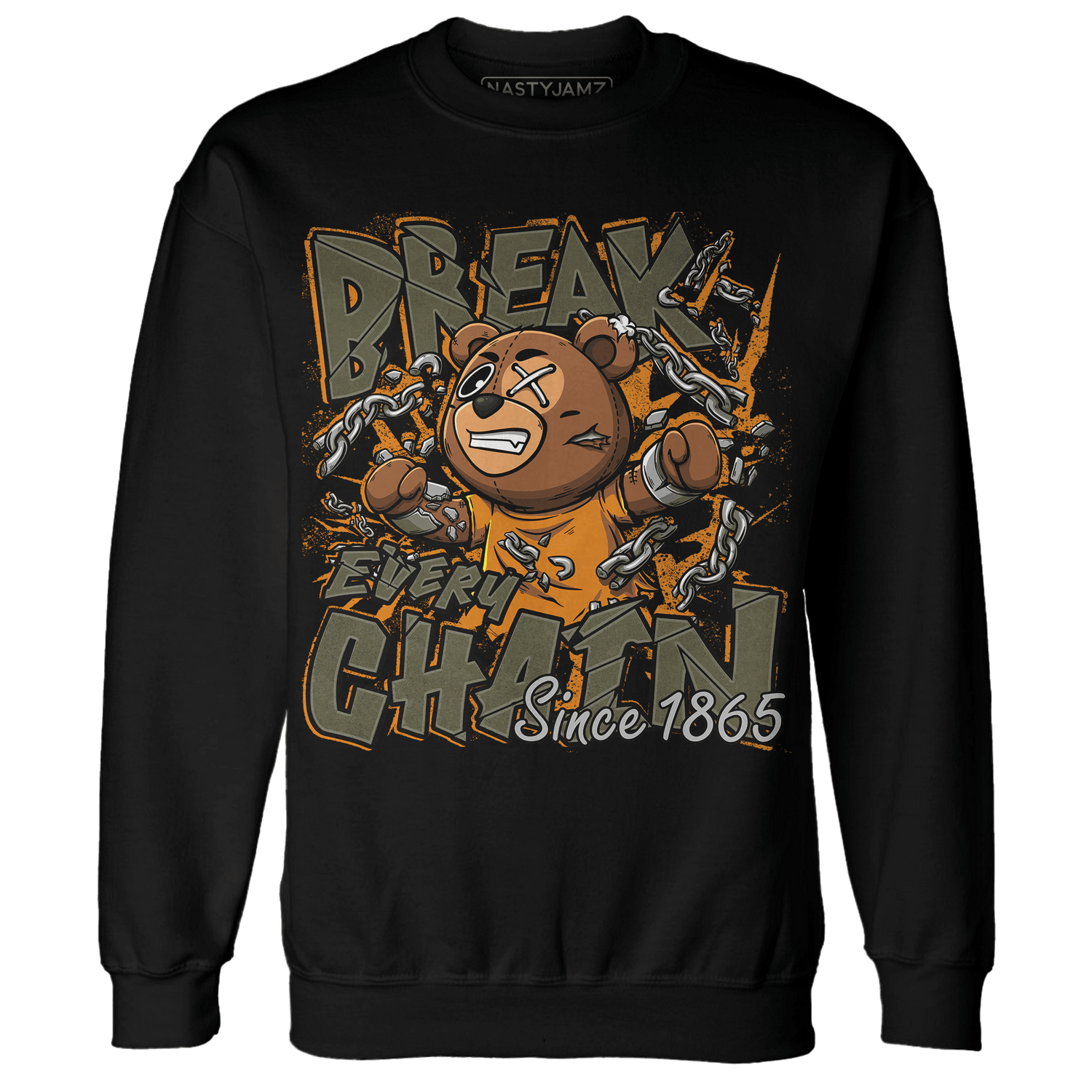 Olive 5s Sweatshirt Match BER Break Chain - NastyJamz