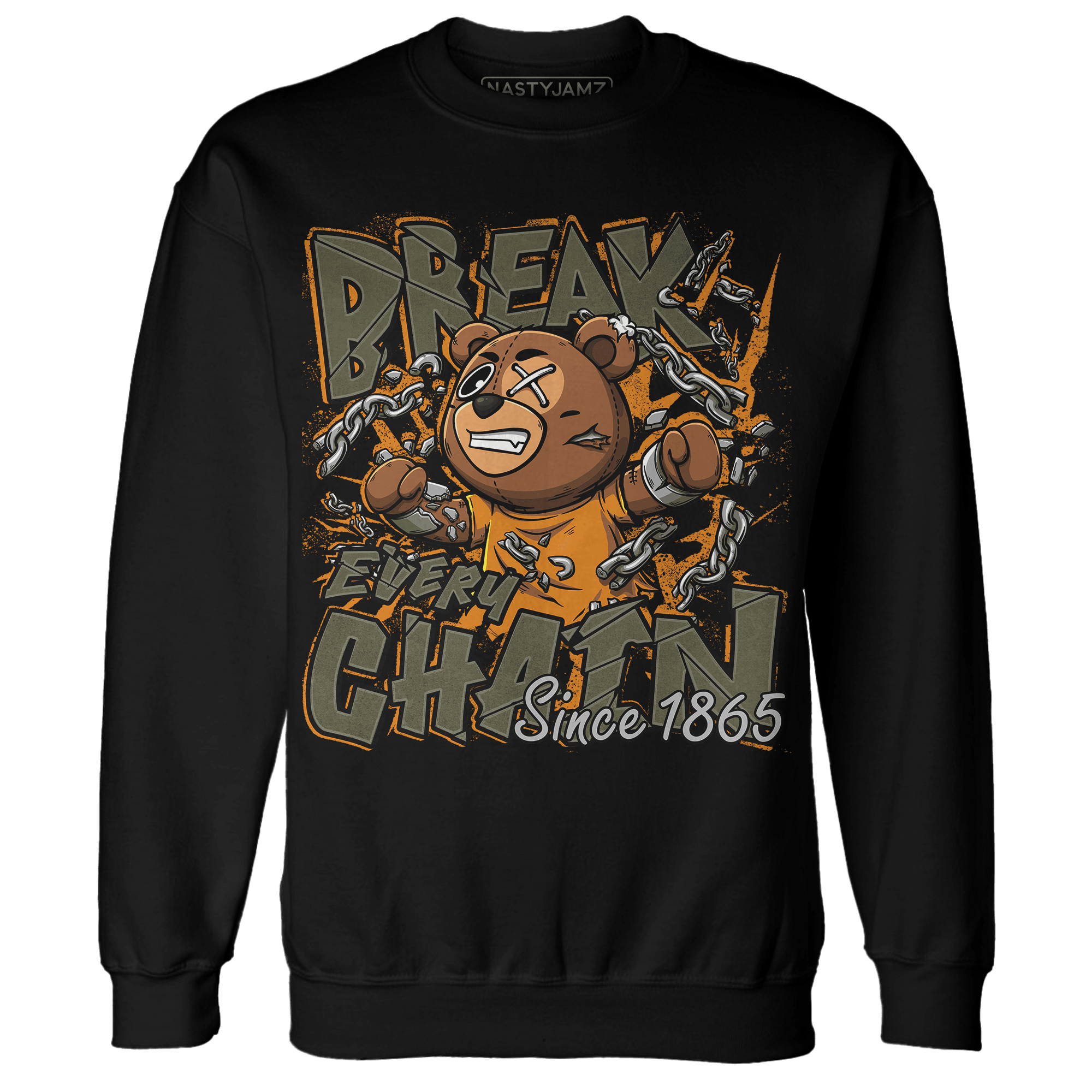 Olive 5s Sweatshirt Match BER Break Chain - NastyJamz