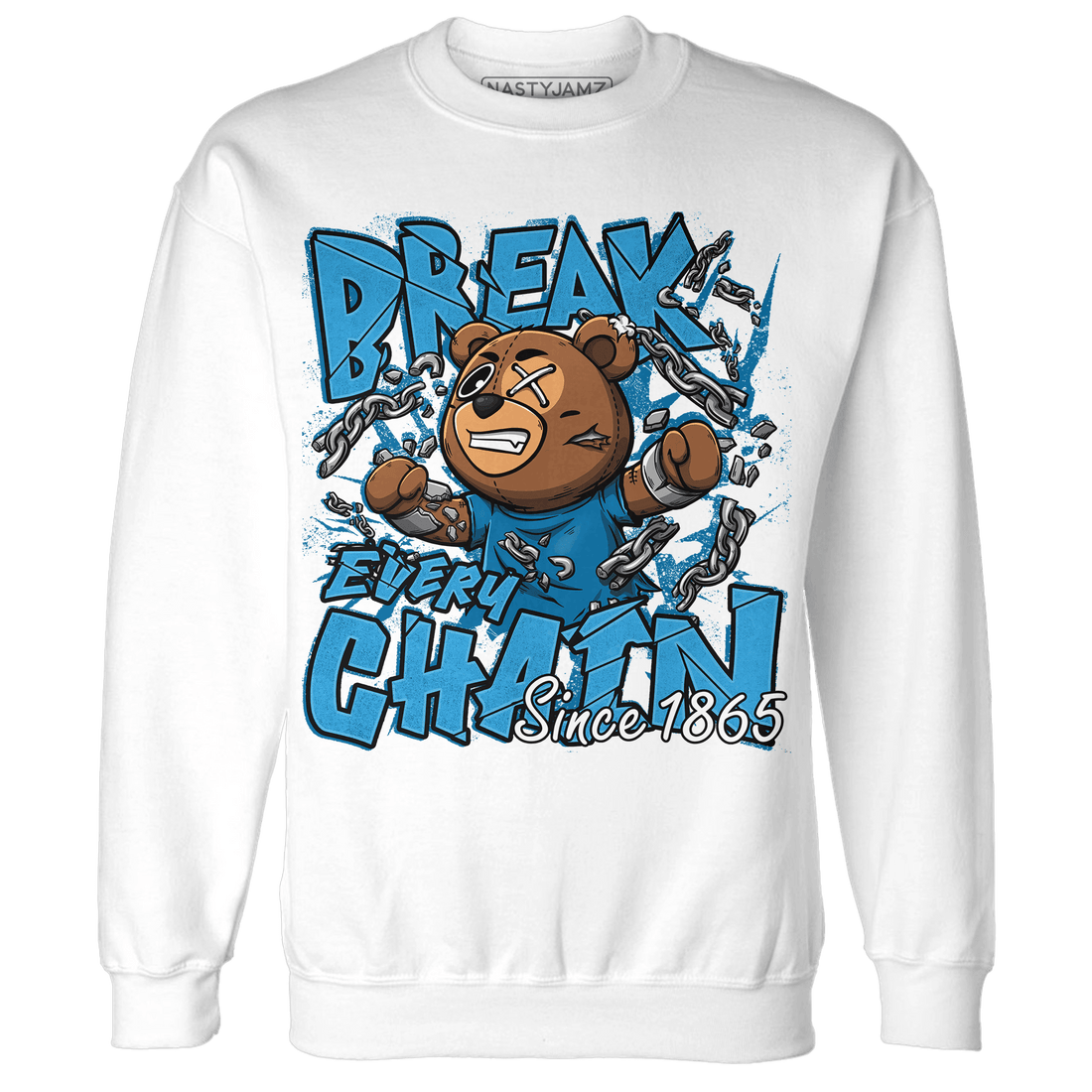 Powder Blue 9s Sweatshirt Match BER Break Chain - NastyJamz