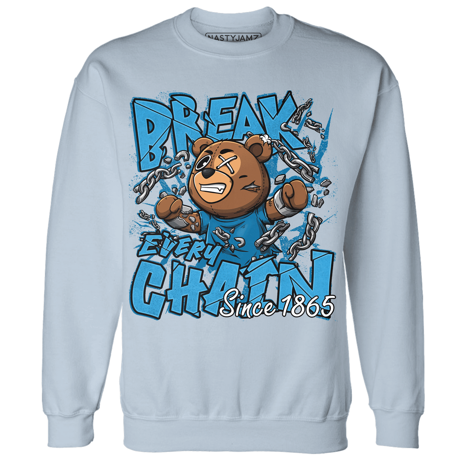 Powder Blue 9s Sweatshirt Match BER Break Chain - NastyJamz