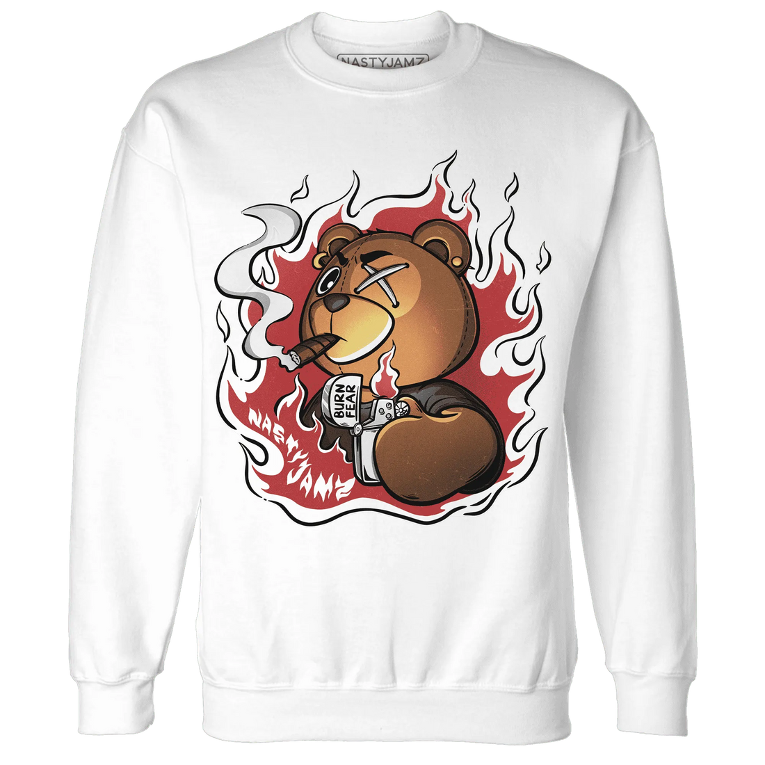 Black-Toe-Reimagined-Red-White-1s-NastyJamz-Sweatshirt-Match-BER-Burn-Fear