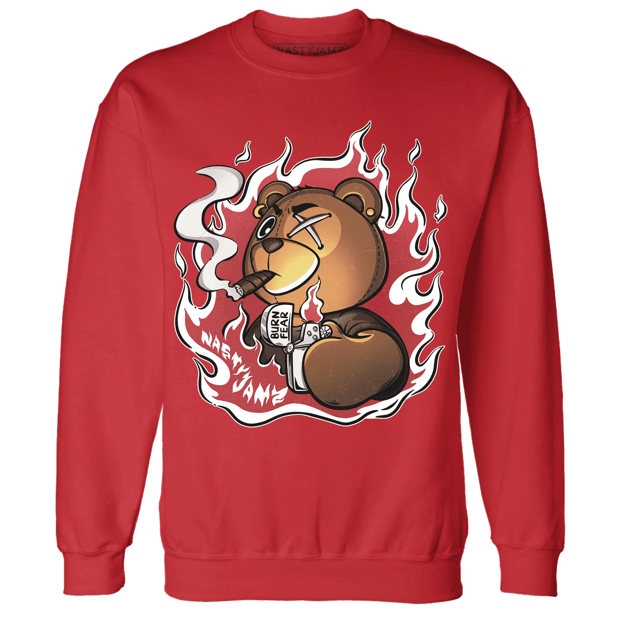 Black-Toe-Reimagined-Red-White-1s-NastyJamz-Sweatshirt-Match-BER-Burn-Fear