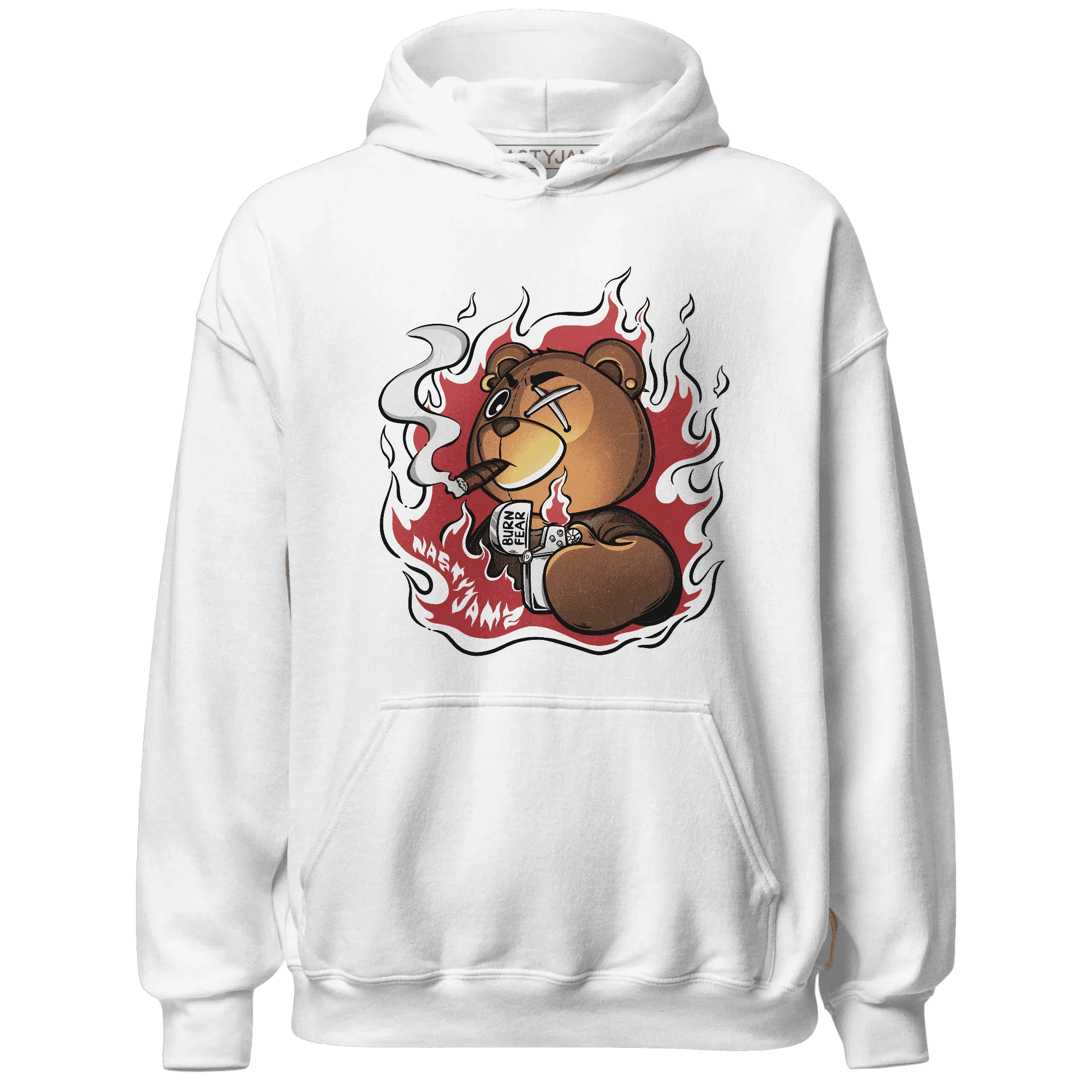 Black-Toe-Reimagined-Red-White-1s-NastyJamz-Hoodie-Match-BER-Burn-Fear