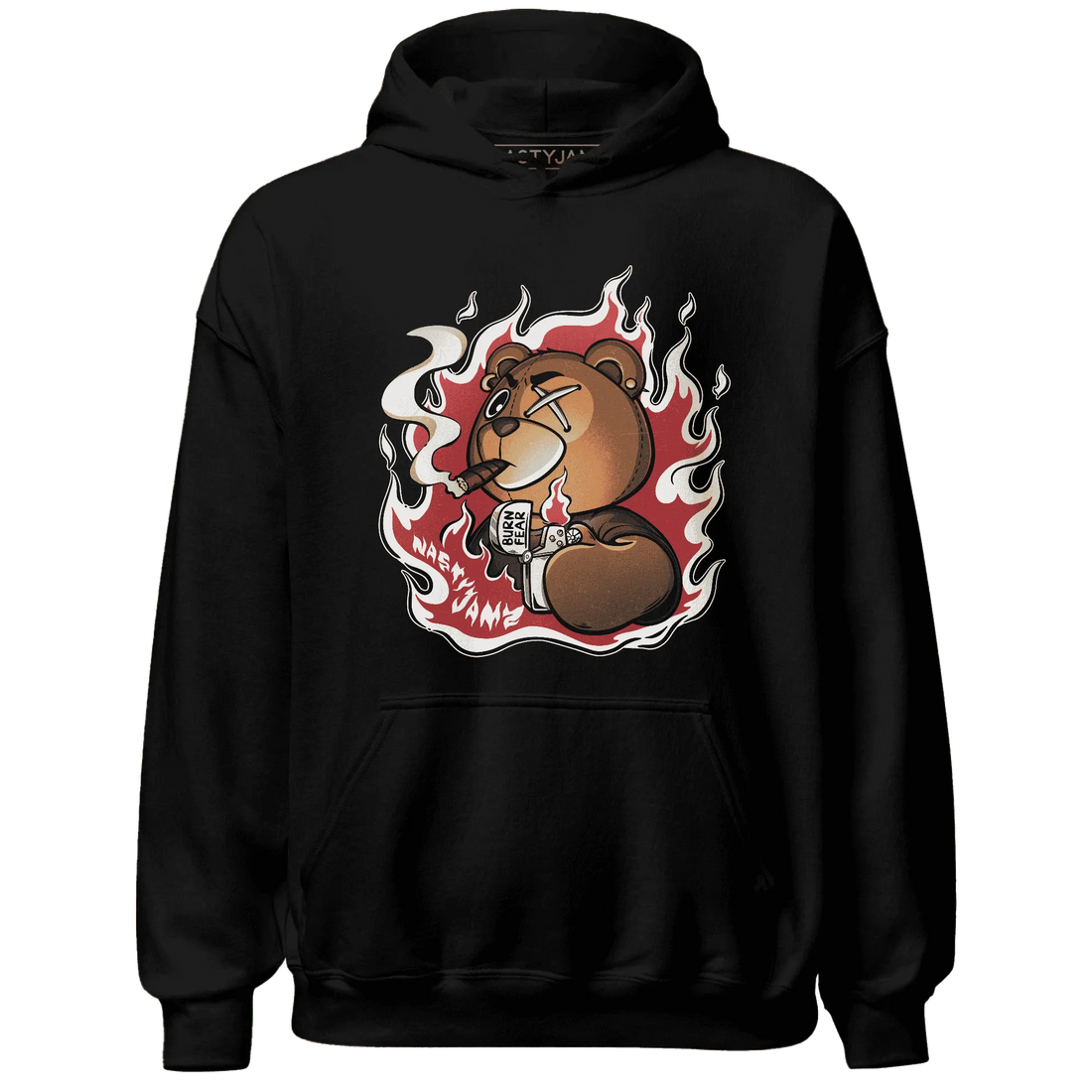 Black-Toe-Reimagined-Red-White-1s-NastyJamz-Hoodie-Match-BER-Burn-Fear