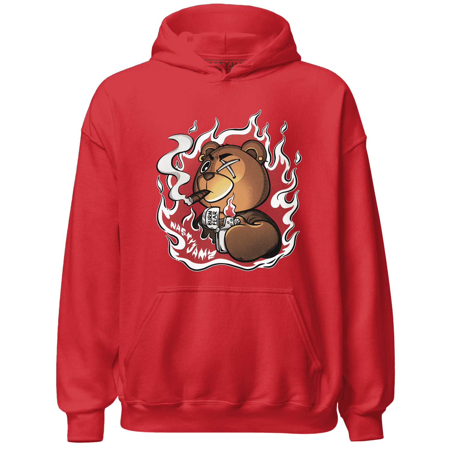 Black-Toe-Reimagined-Red-White-1s-NastyJamz-Hoodie-Match-BER-Burn-Fear