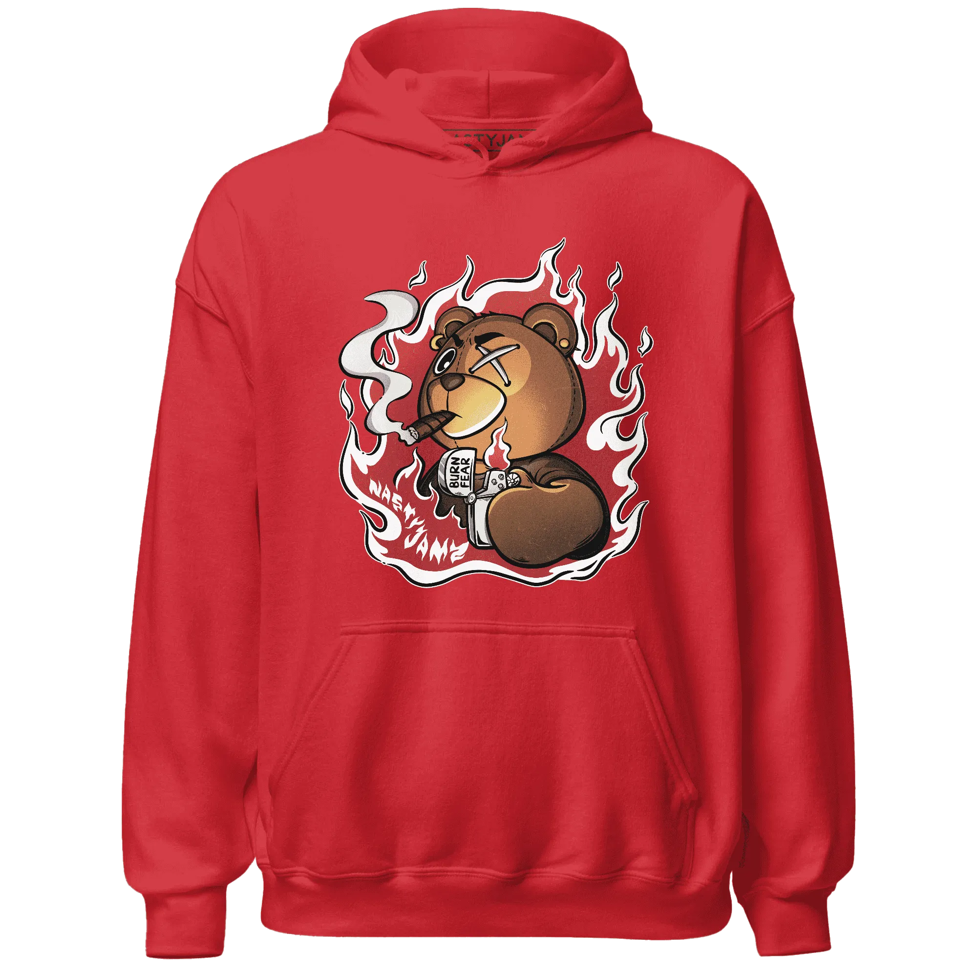 Black-Toe-Reimagined-Red-White-1s-NastyJamz-Hoodie-Match-BER-Burn-Fear