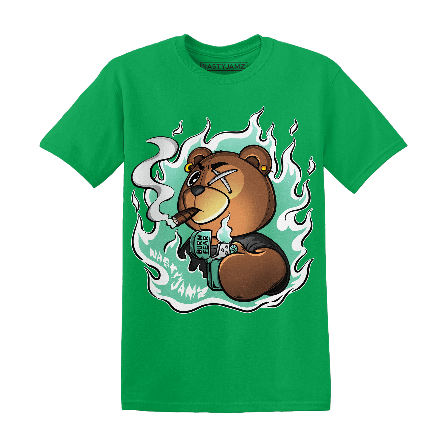 High OG Green Glow 1s T Shirt Match BER Burn Fear - NastyJamz