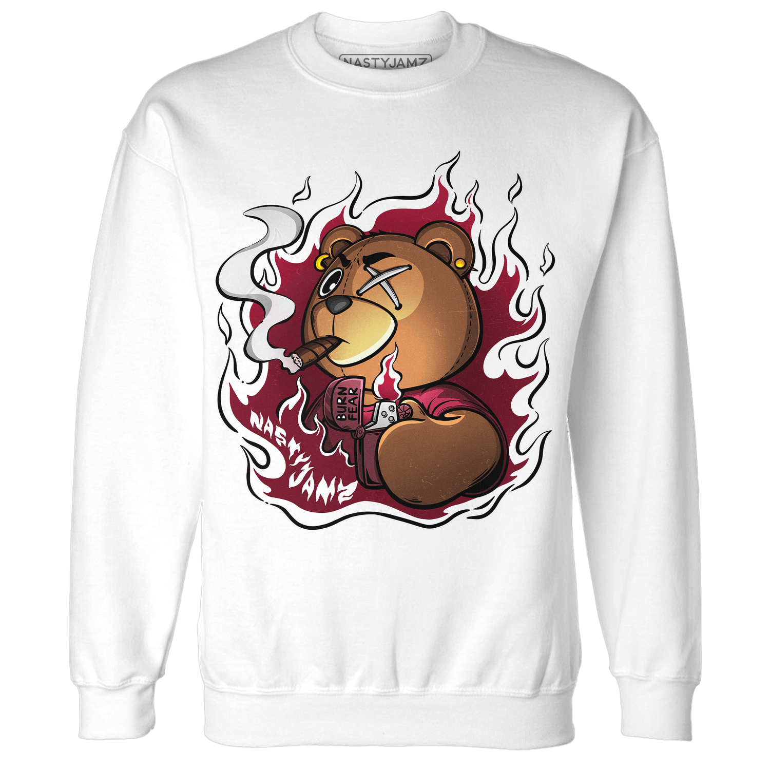 High White Team Red 1s Sweatshirt Match BER Burn Fear - NastyJamz