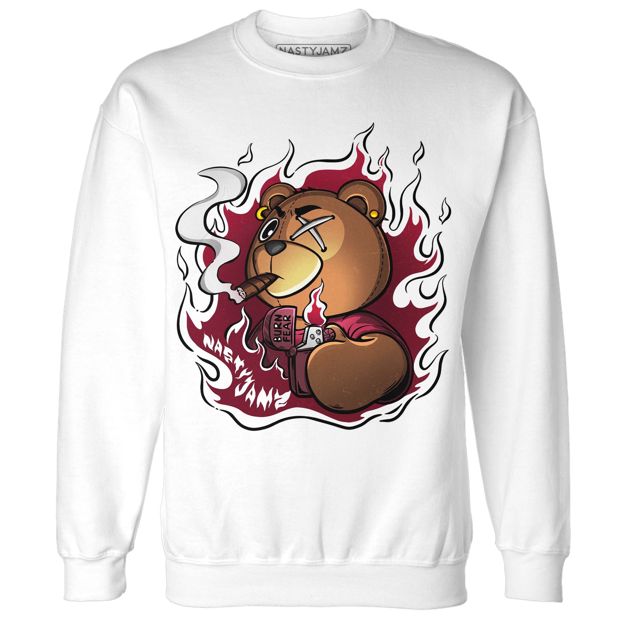 High White Team Red 1s Sweatshirt Match BER Burn Fear - NastyJamz