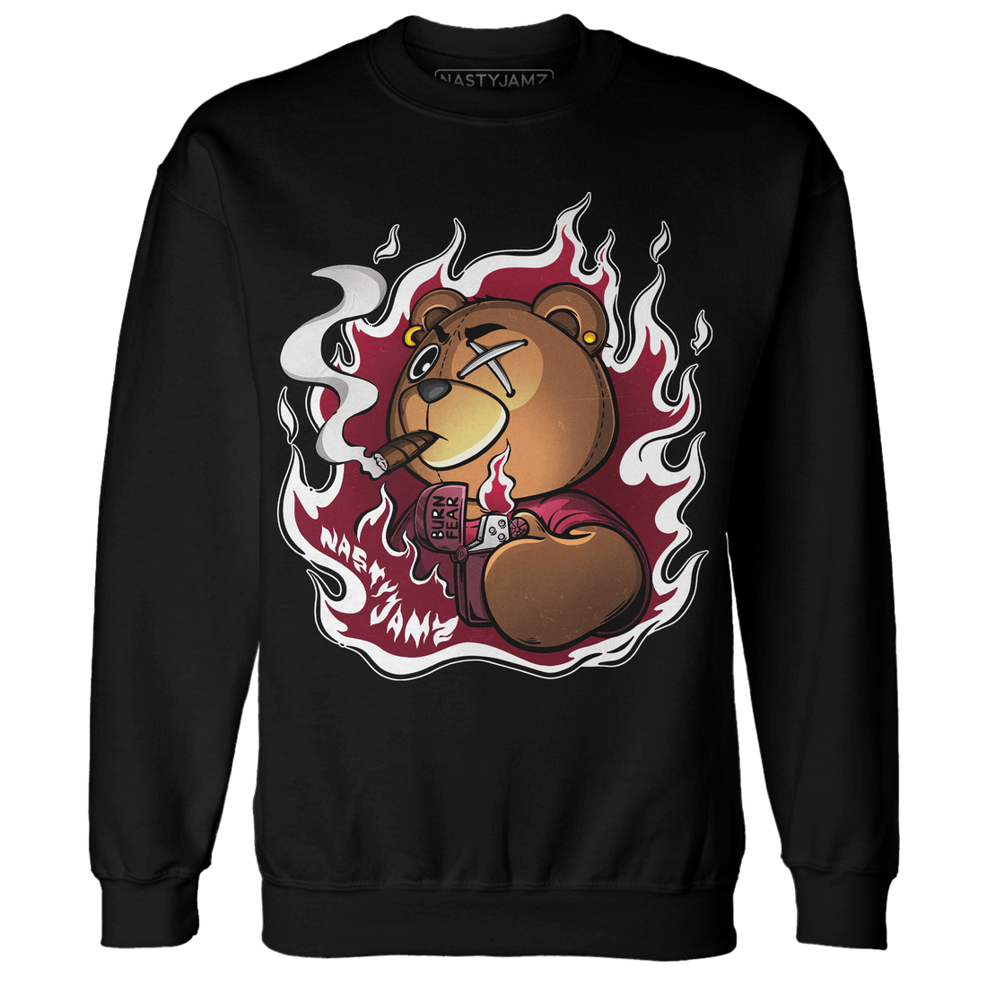 High White Team Red 1s Sweatshirt Match BER Burn Fear - NastyJamz