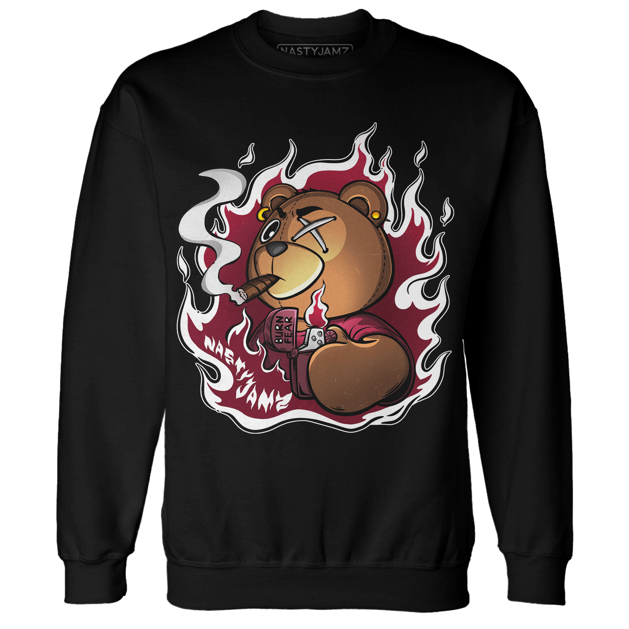 High White Team Red 1s Sweatshirt Match BER Burn Fear - NastyJamz