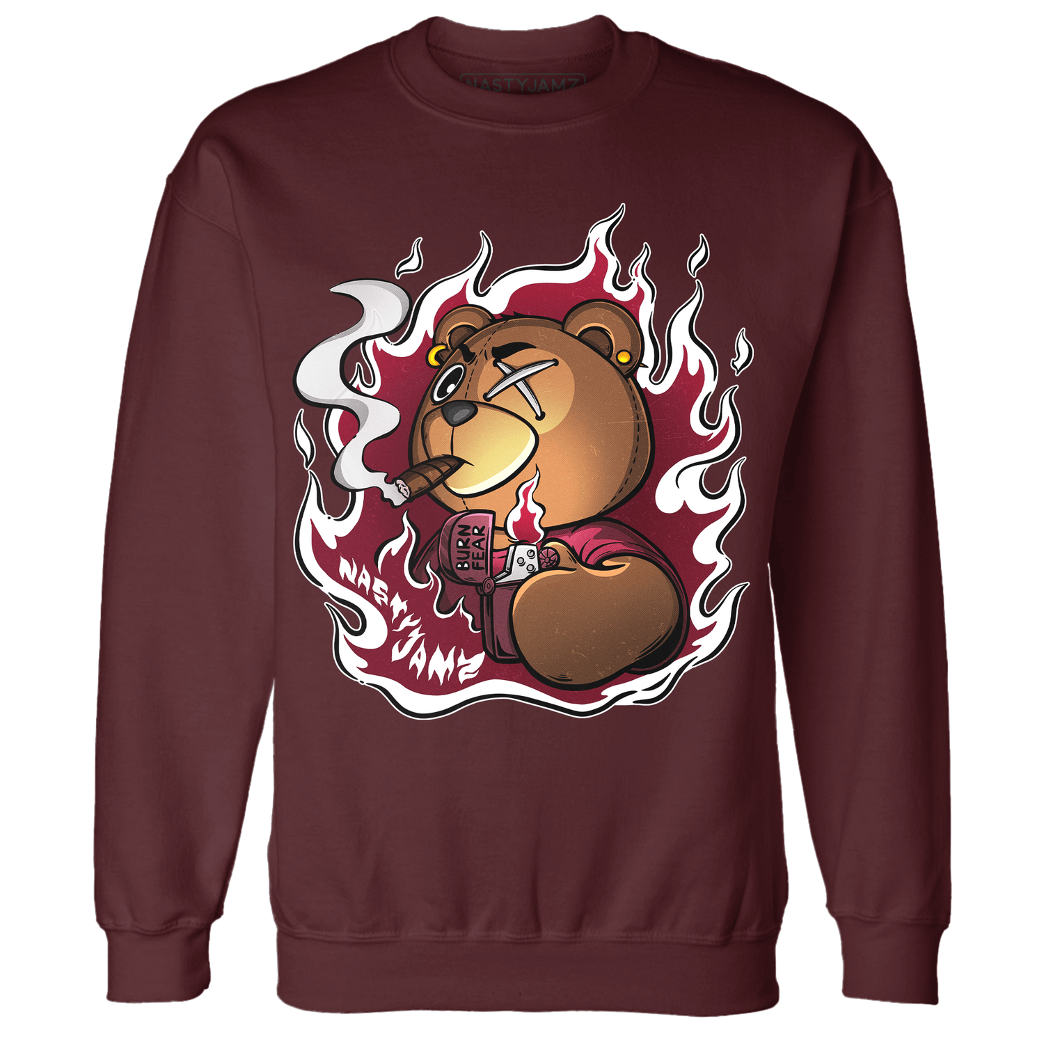 High White Team Red 1s Sweatshirt Match BER Burn Fear - NastyJamz