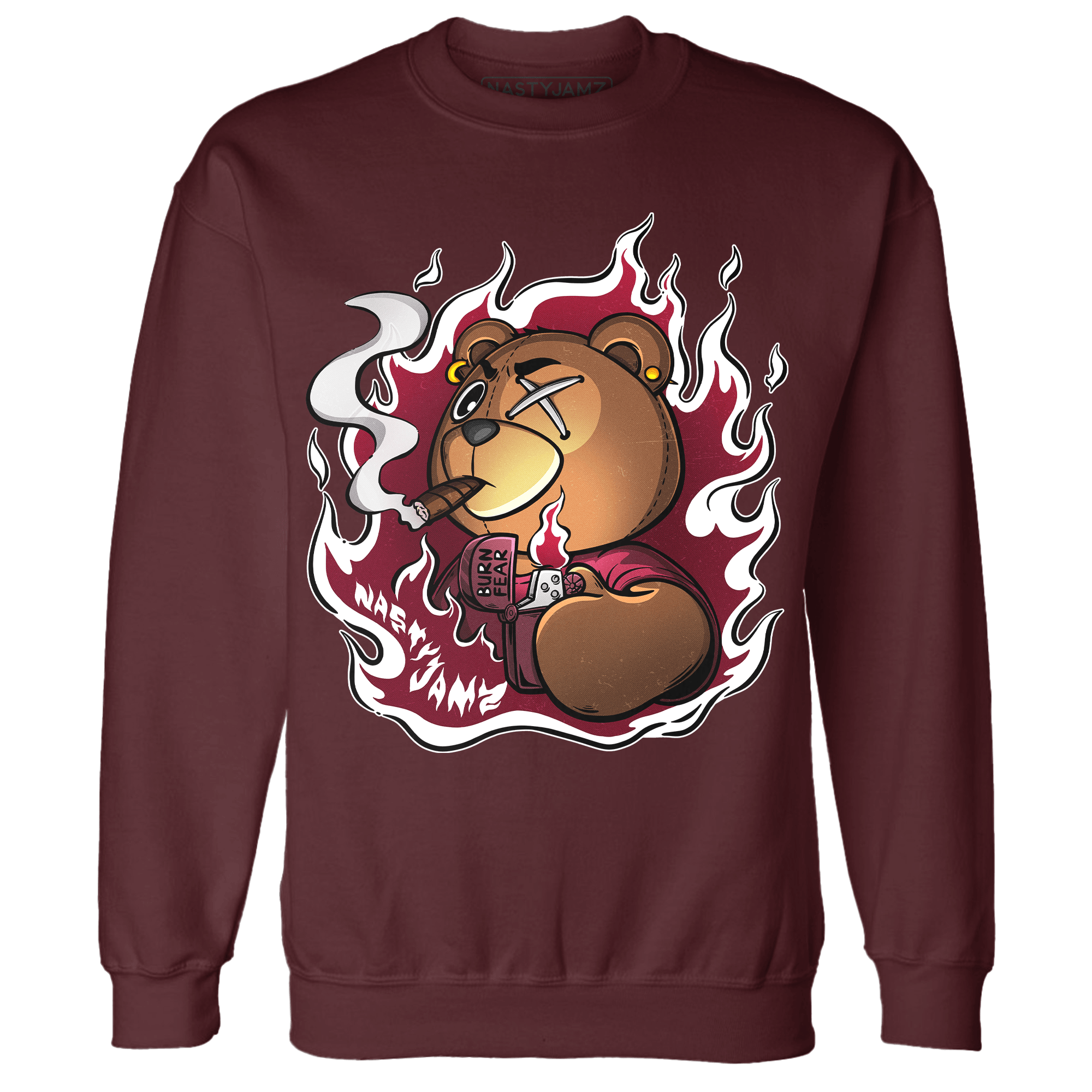High White Team Red 1s Sweatshirt Match BER Burn Fear - NastyJamz