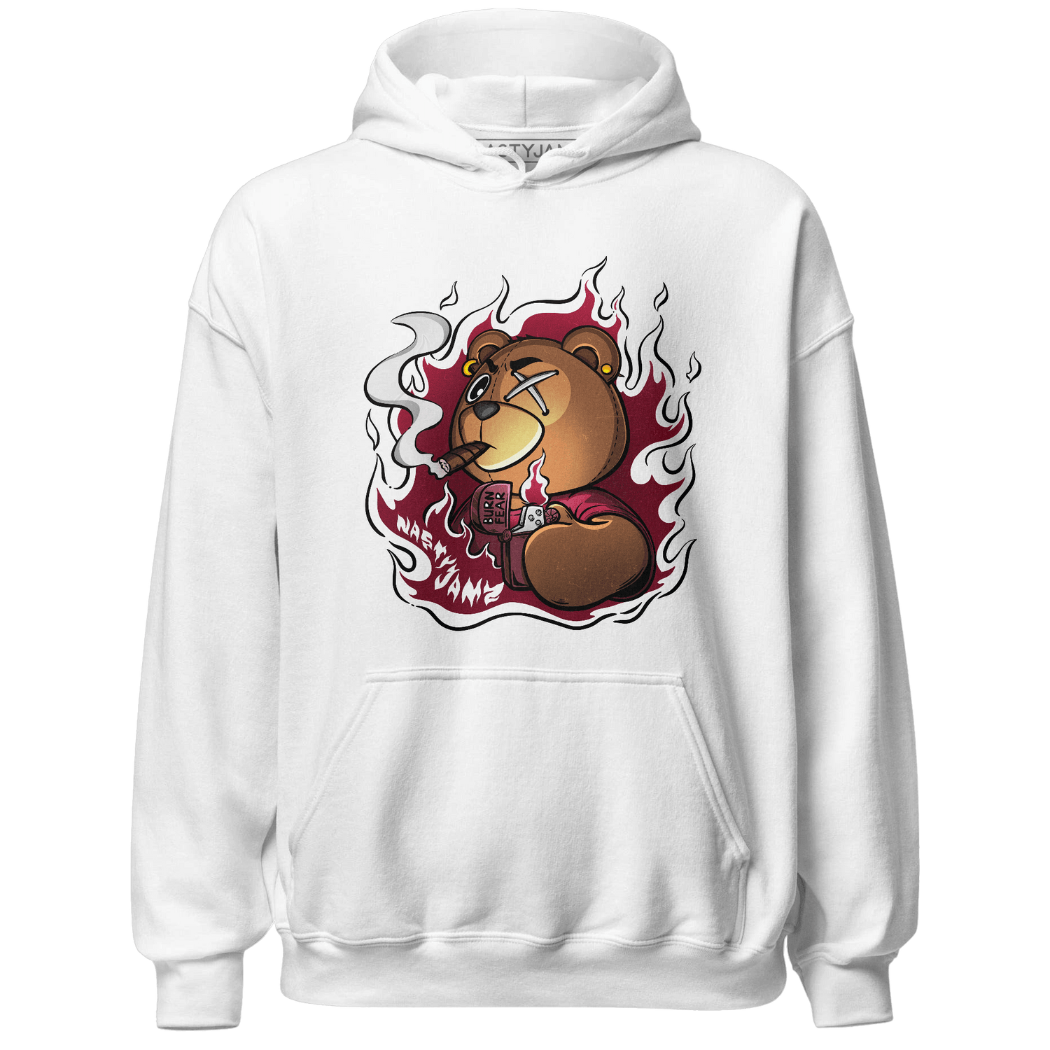 High White Team Red 1s Hoodie Match BER Burn Fear - NastyJamz