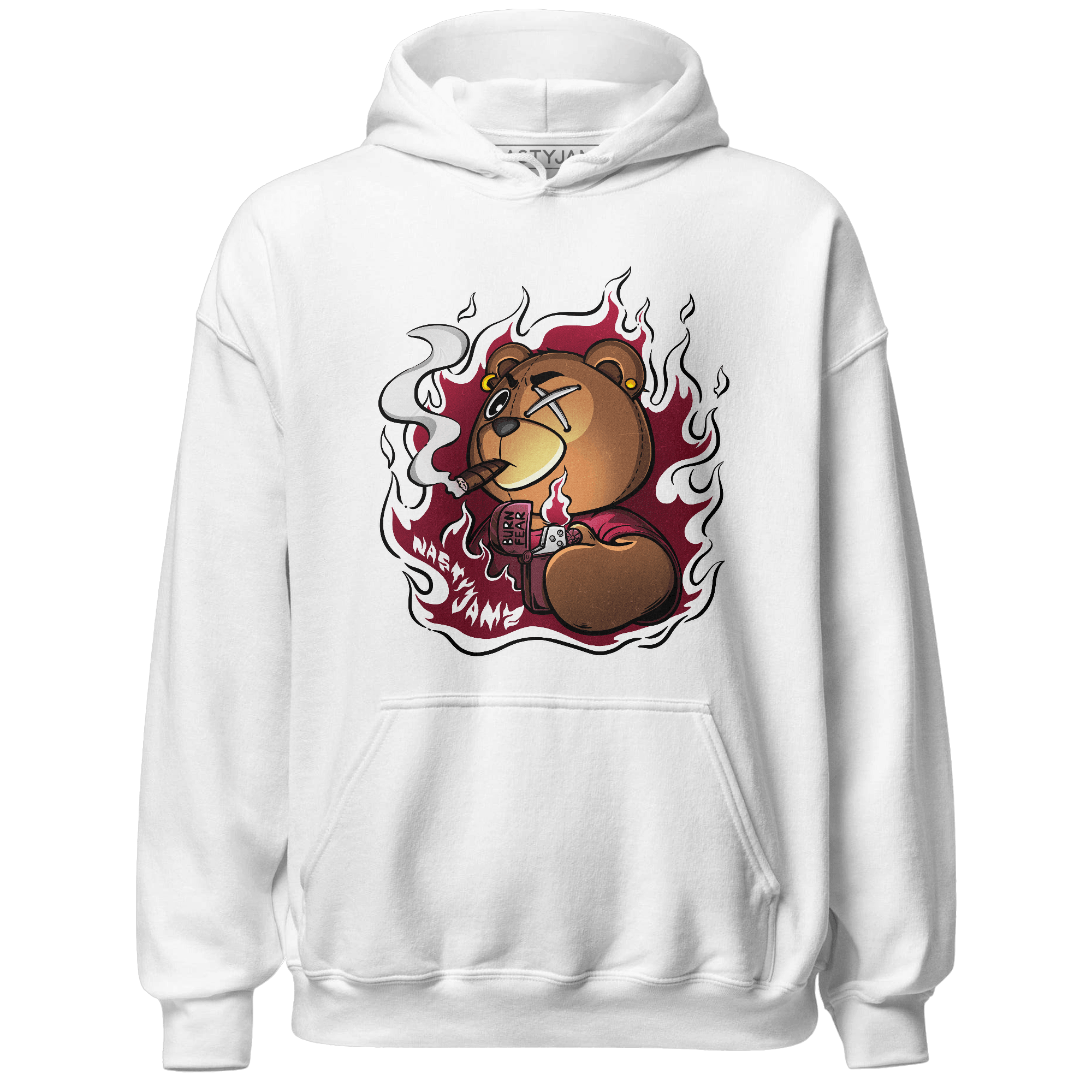 High White Team Red 1s Hoodie Match BER Burn Fear - NastyJamz