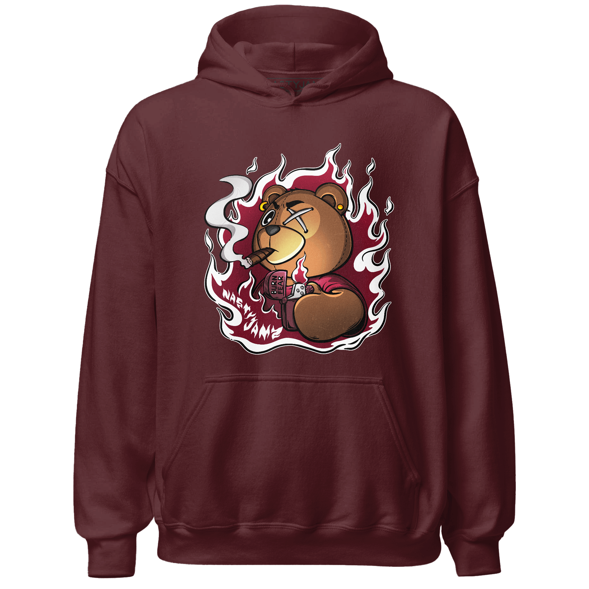 High White Team Red 1s Hoodie Match BER Burn Fear - NastyJamz