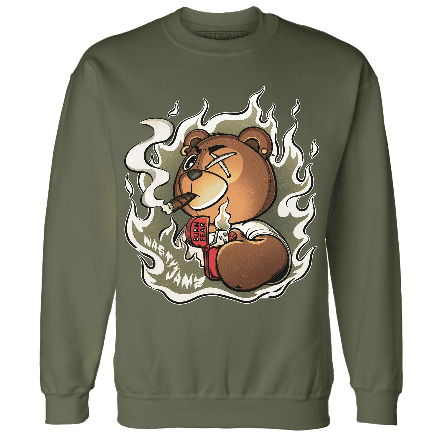 NastyJamz-Medium-Olive-1s-Sweatshirt-Match-BER-Burn-Fear