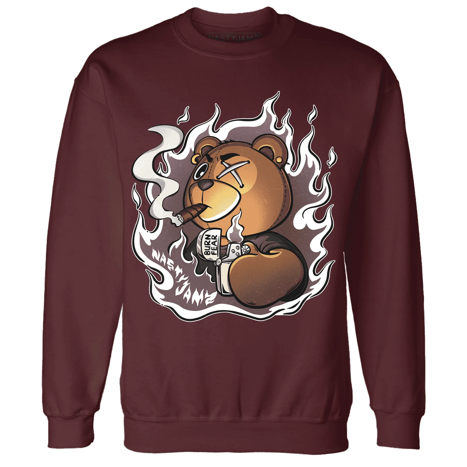 NastyJamz-Burgundy-Crush-3s-Sweatshirt-Match-BER-Burn-Fear